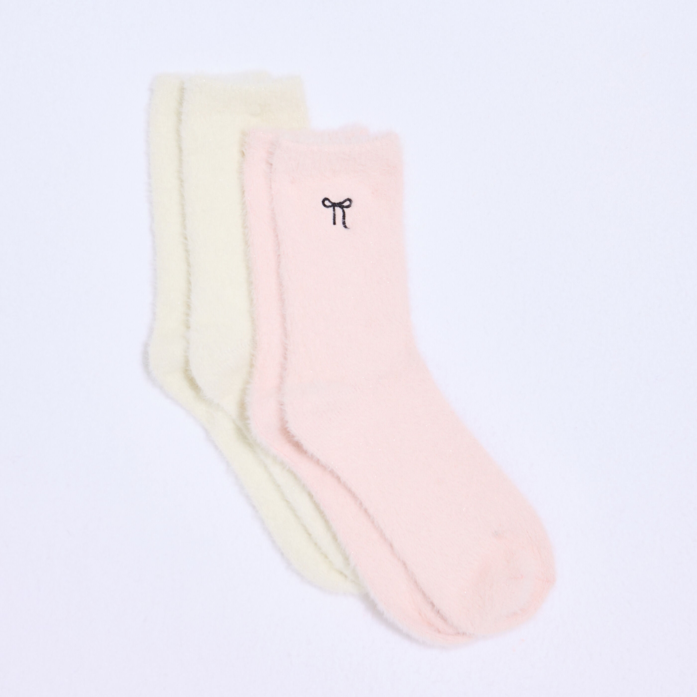 Lot de 2 chaussettes fluffy femme