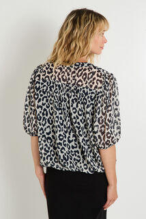 Blouse col V à imprimé léopard femme