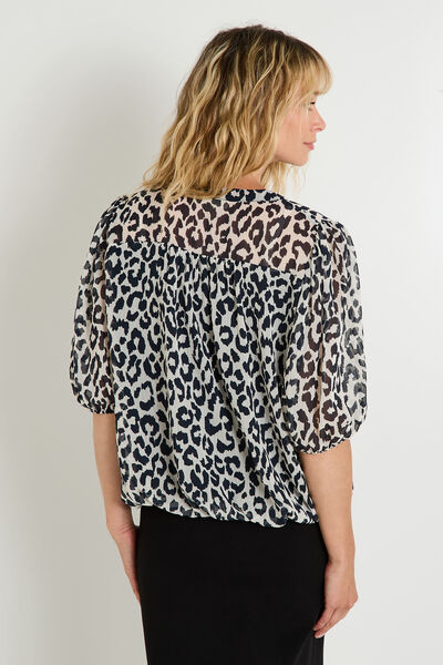 Blouse col V à imprimé léopard femme