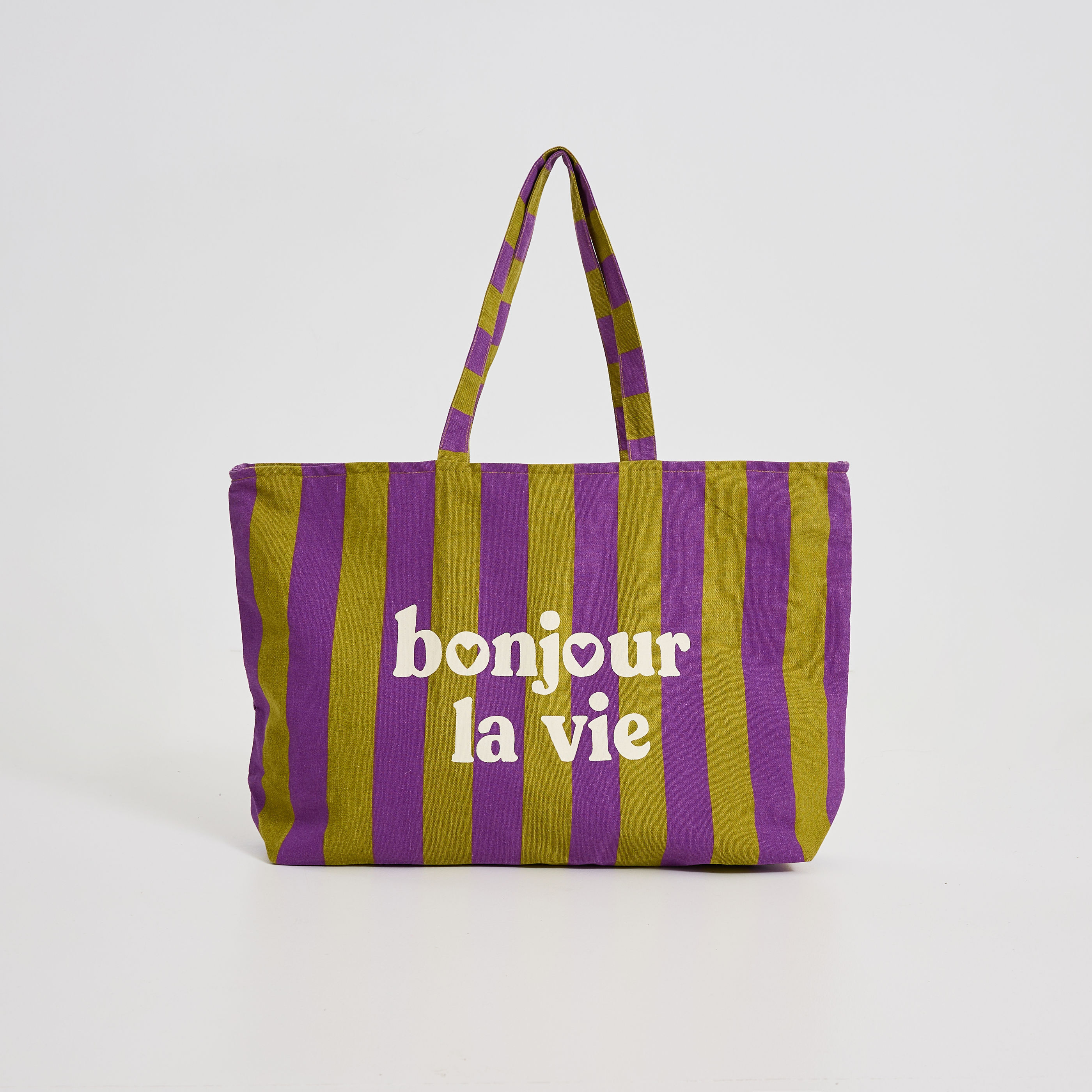 Tote bag ray&eacute; avec message femme