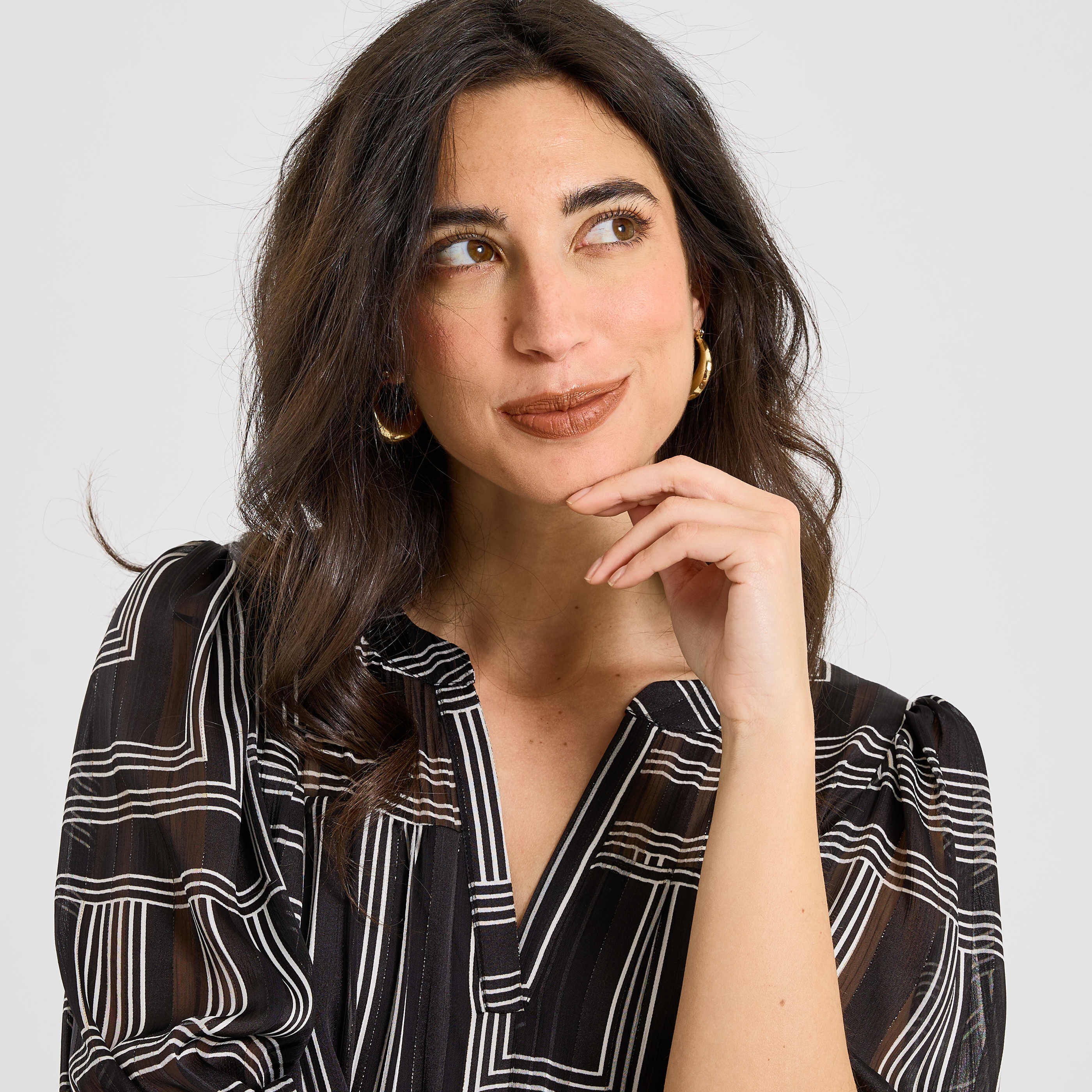 Blouse imprim&eacute; g&eacute;om&eacute;trique femme