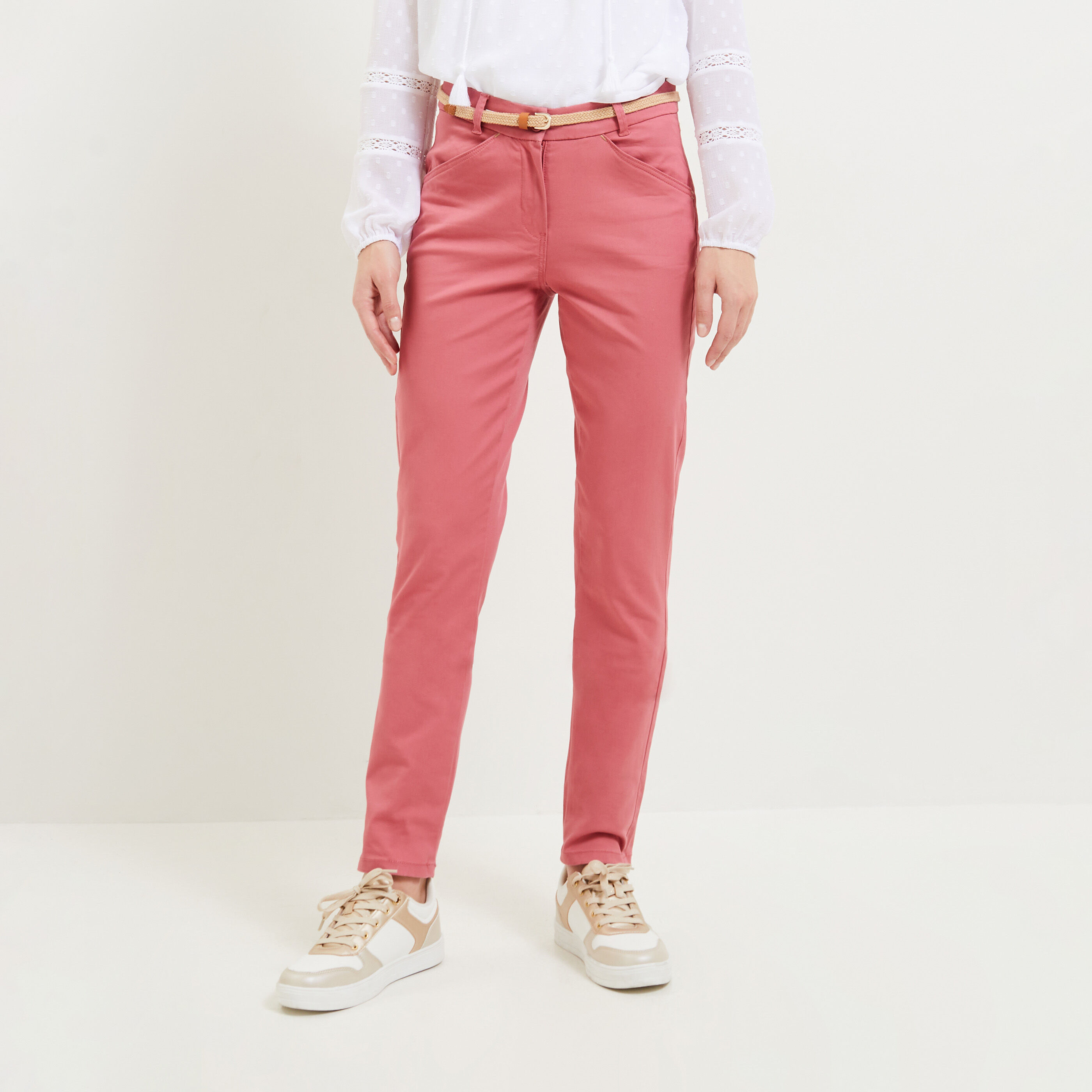 Pantalon chino femme rouge hot sale