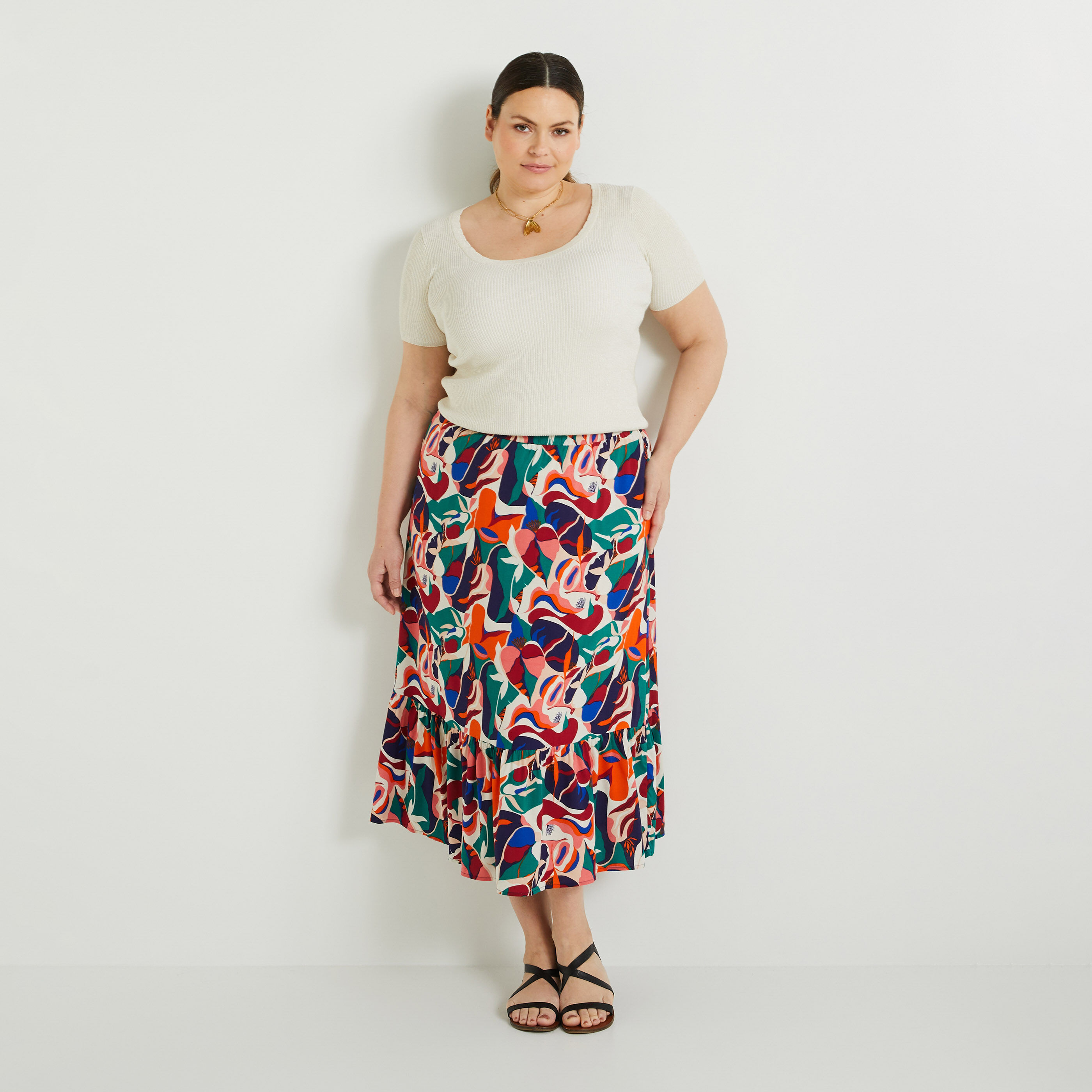 Jupe longue imprim&eacute;e femme