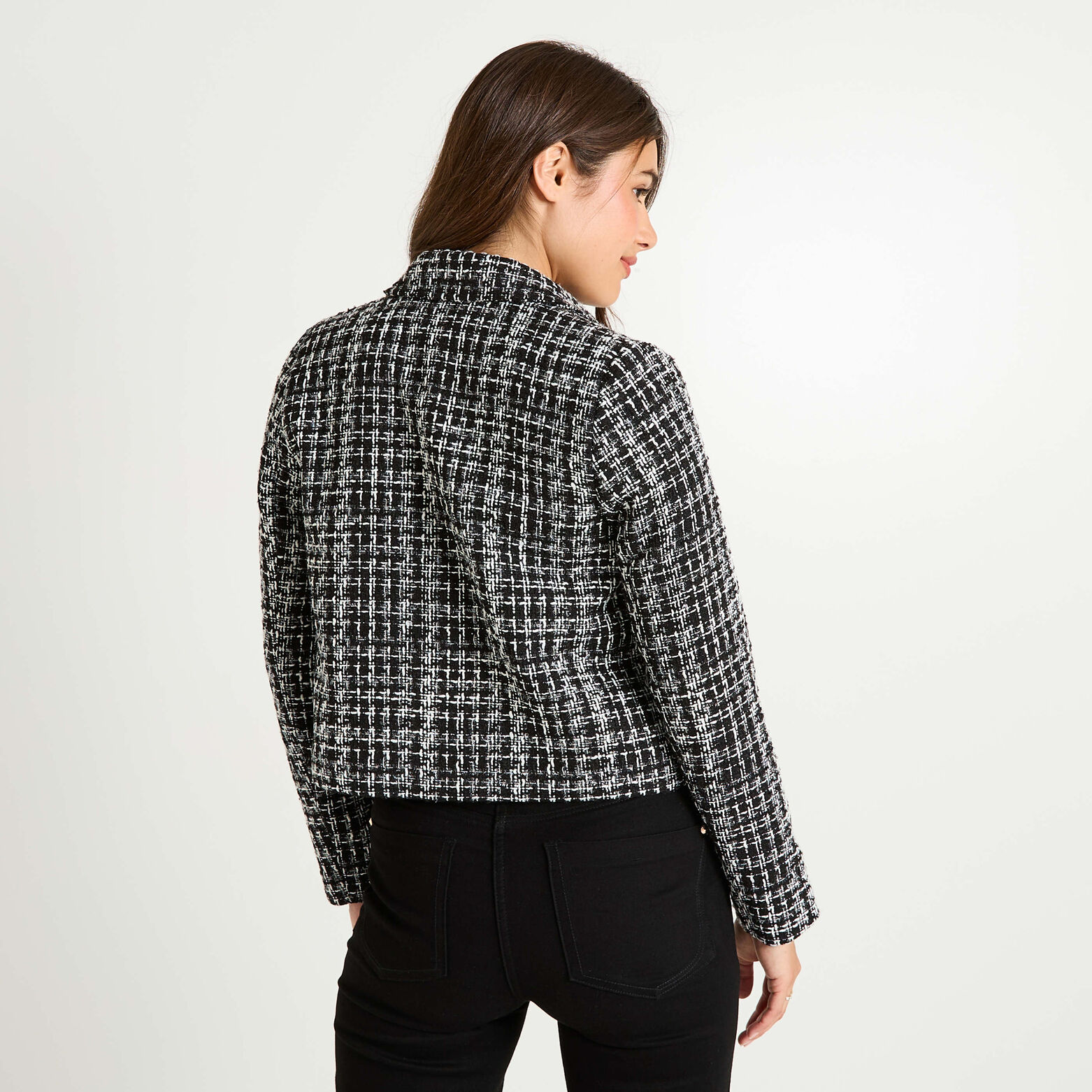 Veste tweed col chemise femme
