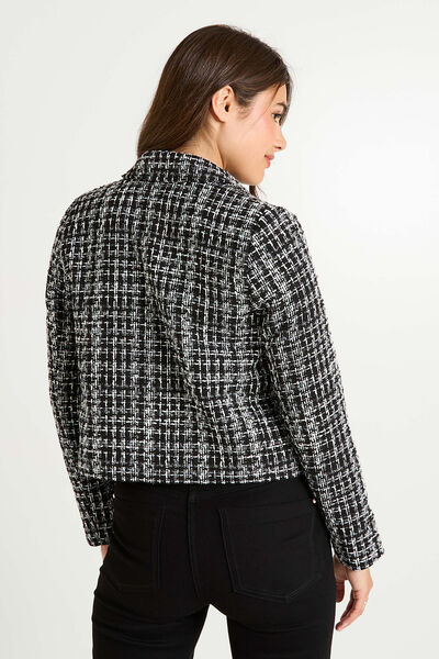 Veste tweed col chemise femme
