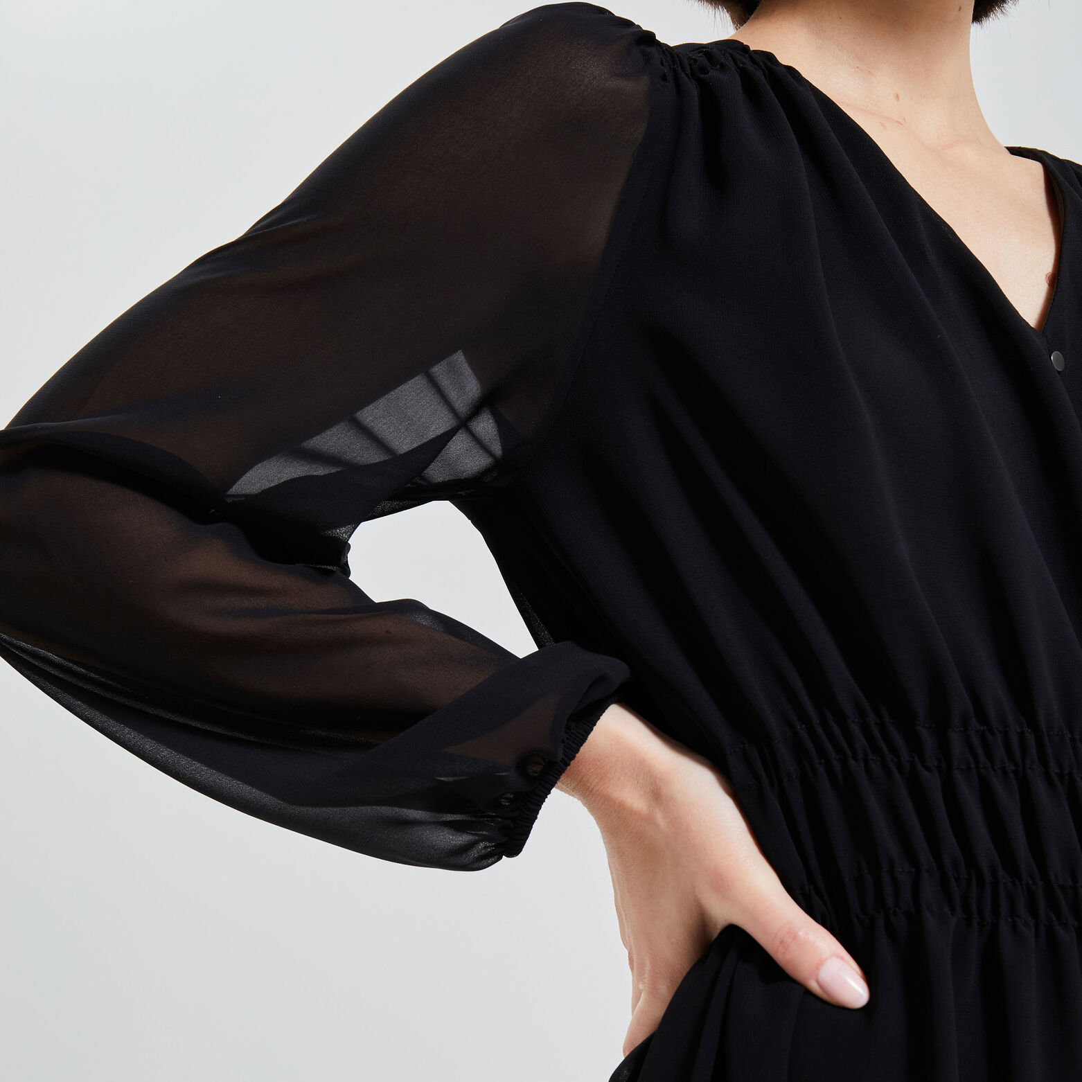 Robe voile manches longues femme