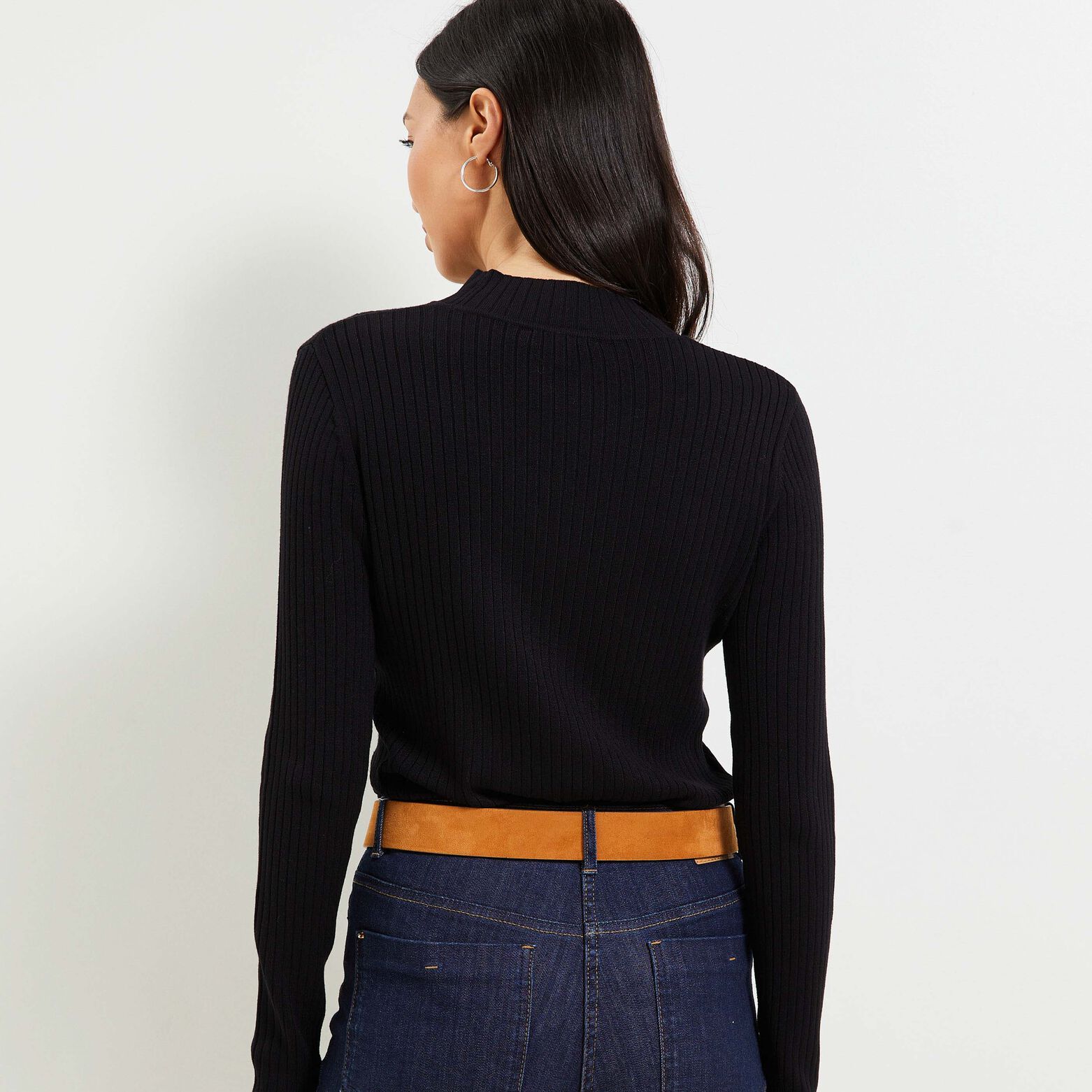 Pull fin côtelé femme
