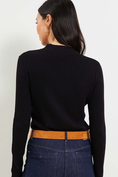 Pull fin côtelé femme