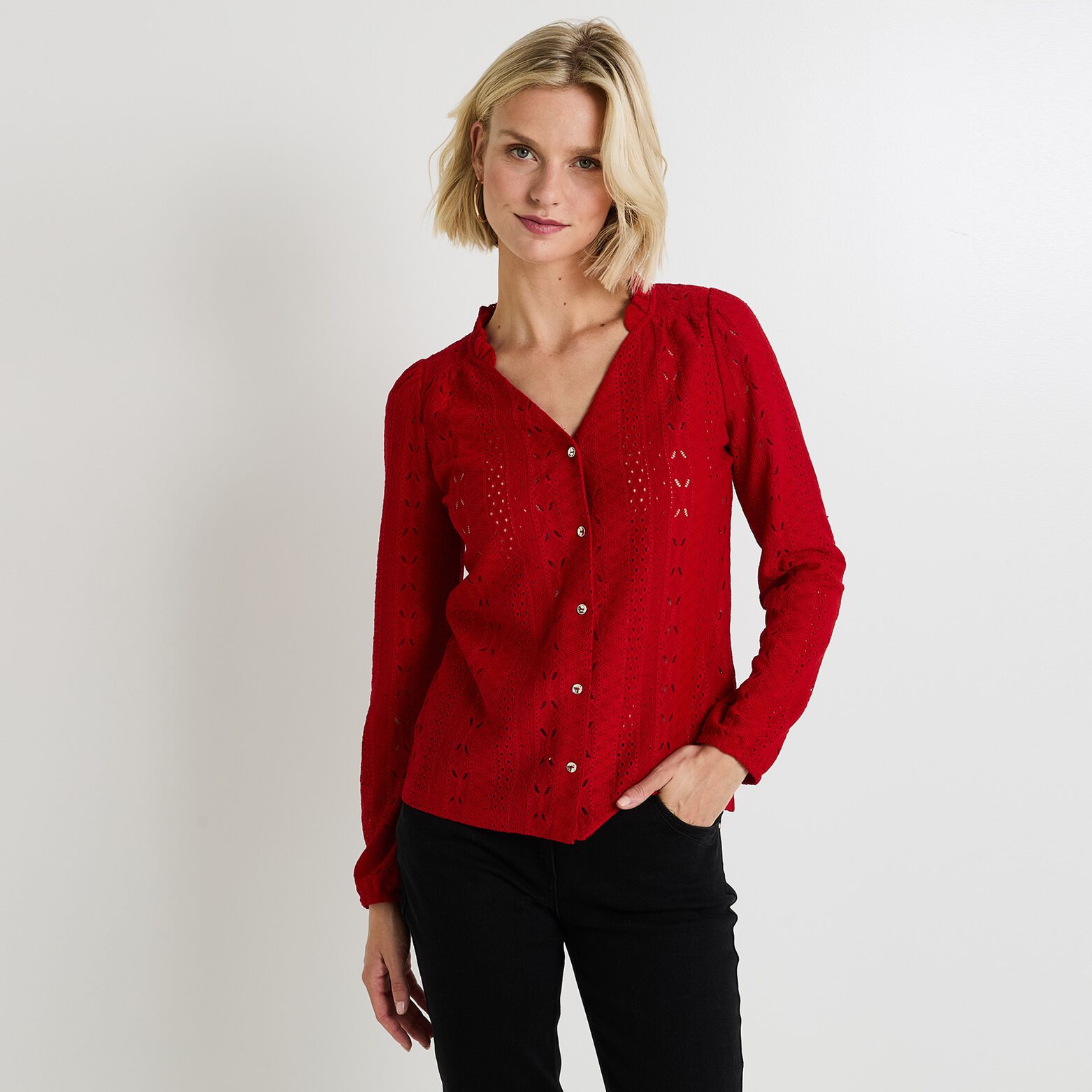 Chemisier col V femme ROUGE Graindemalice - Main Image