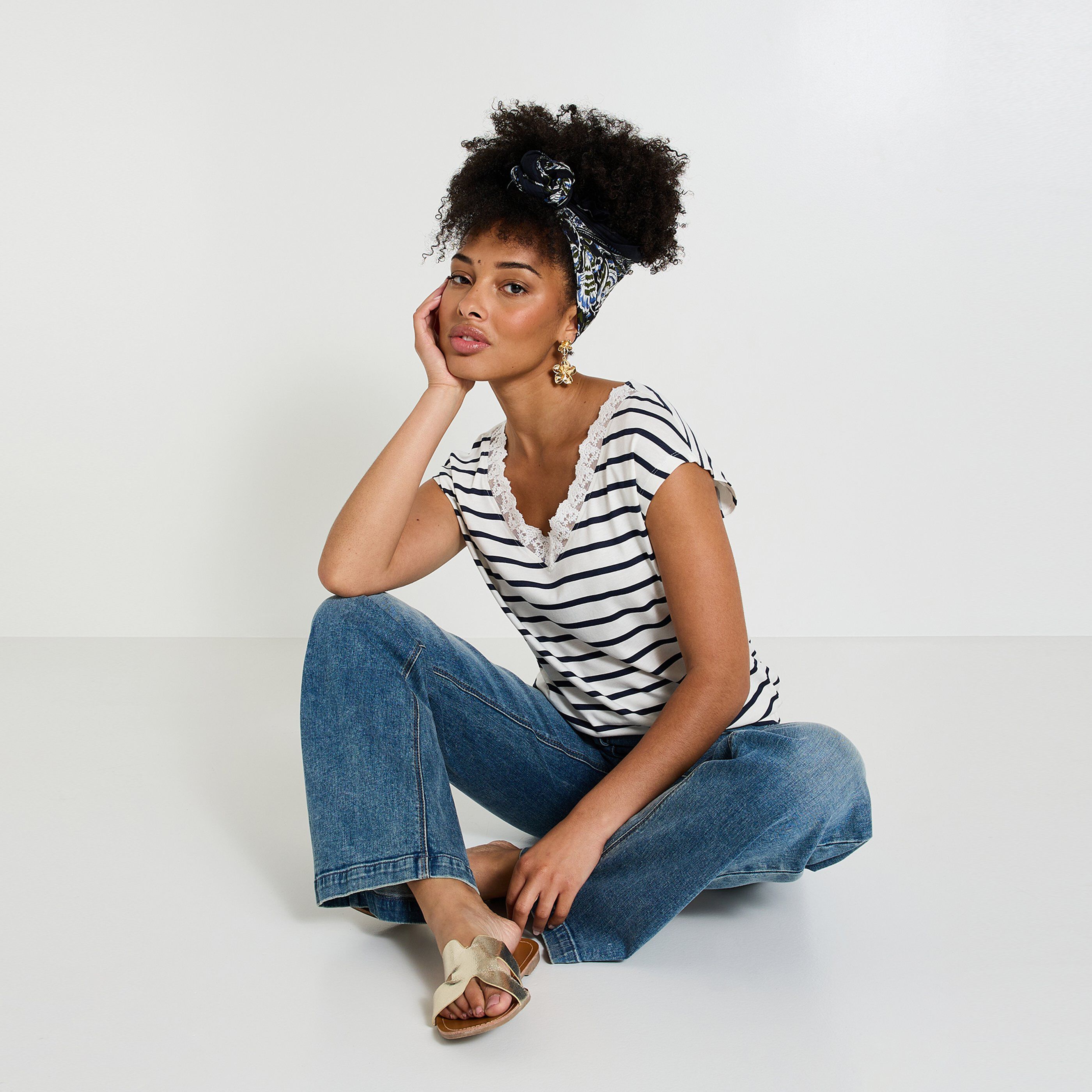 Tshirt ray&eacute; femme