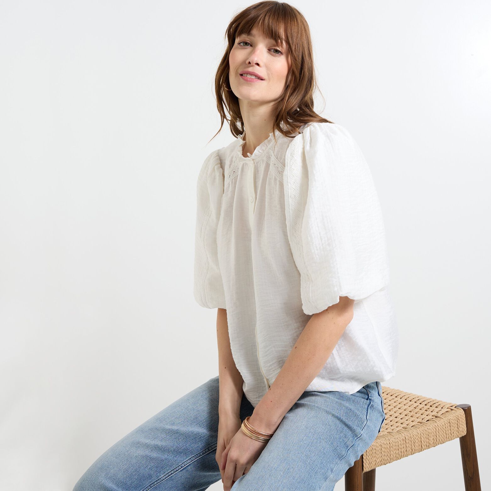 Chemise manches coudes femme