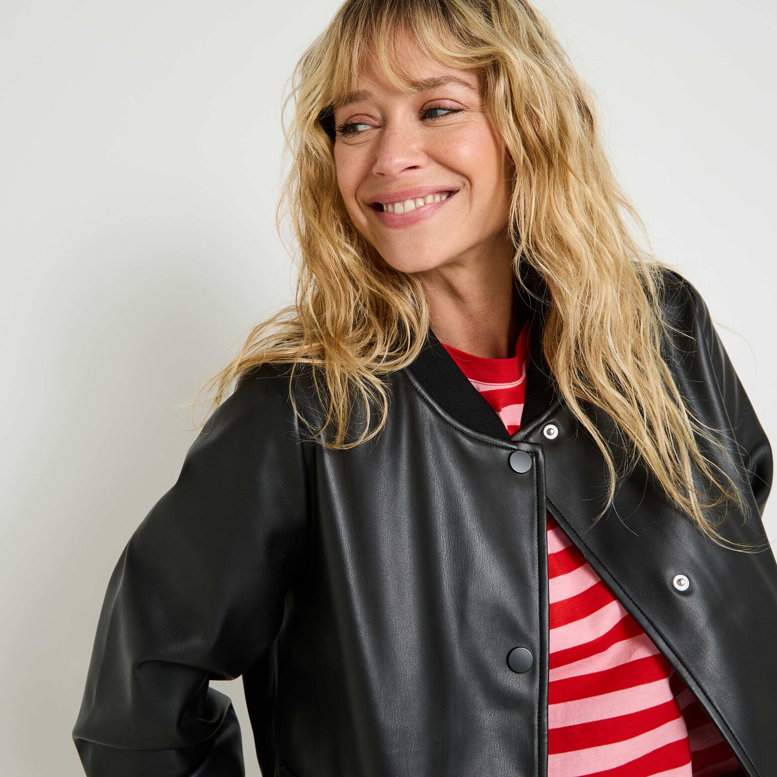 Bomber en simili cuir femme