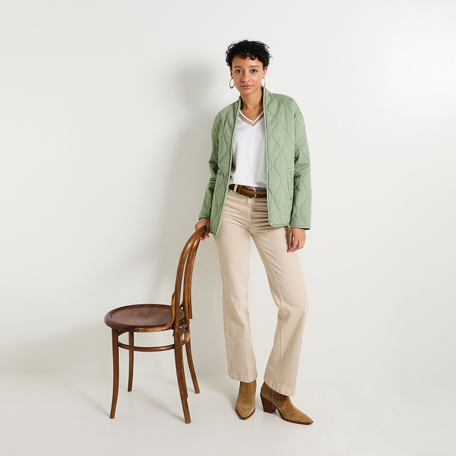 Blouse col V femme