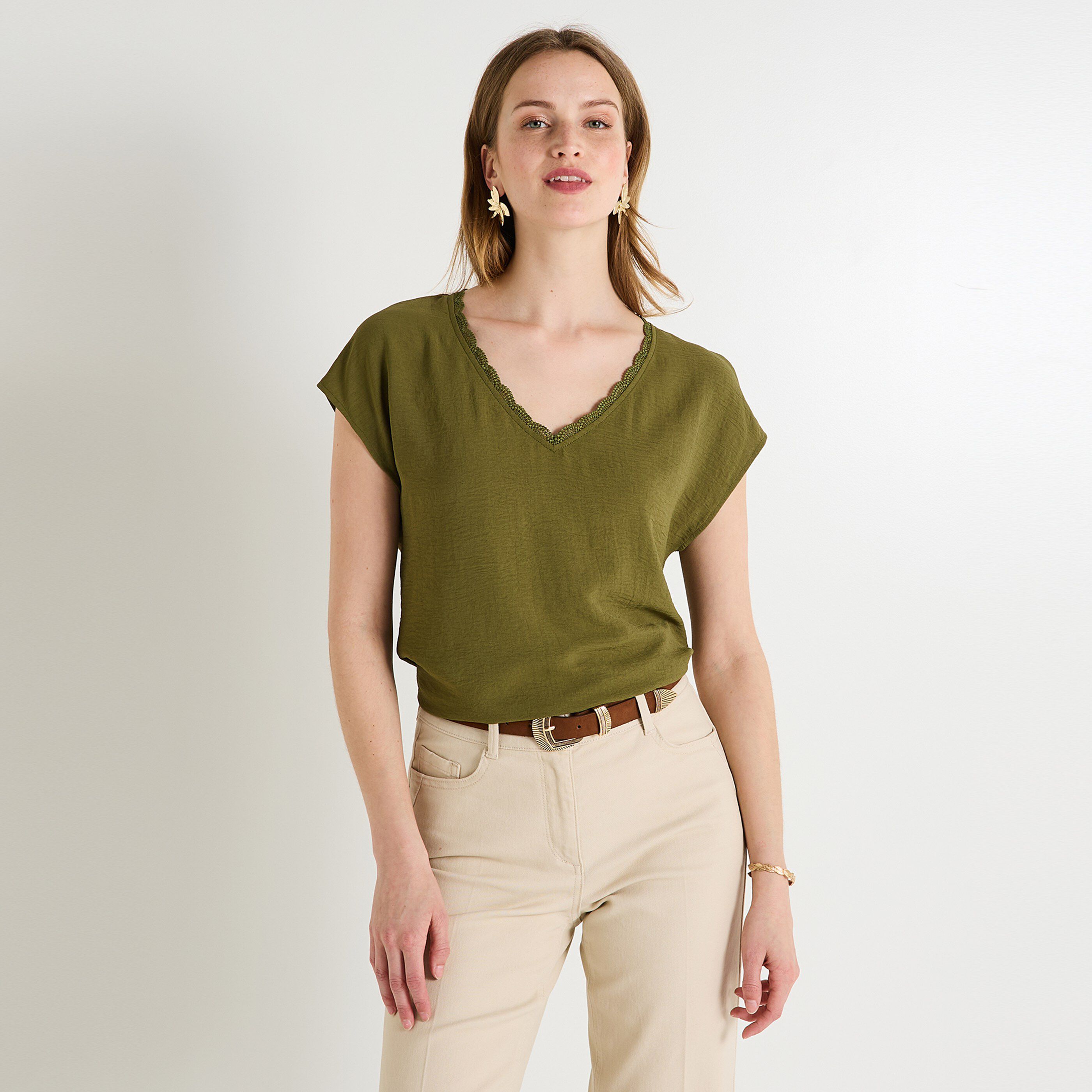 Blouse col V femme