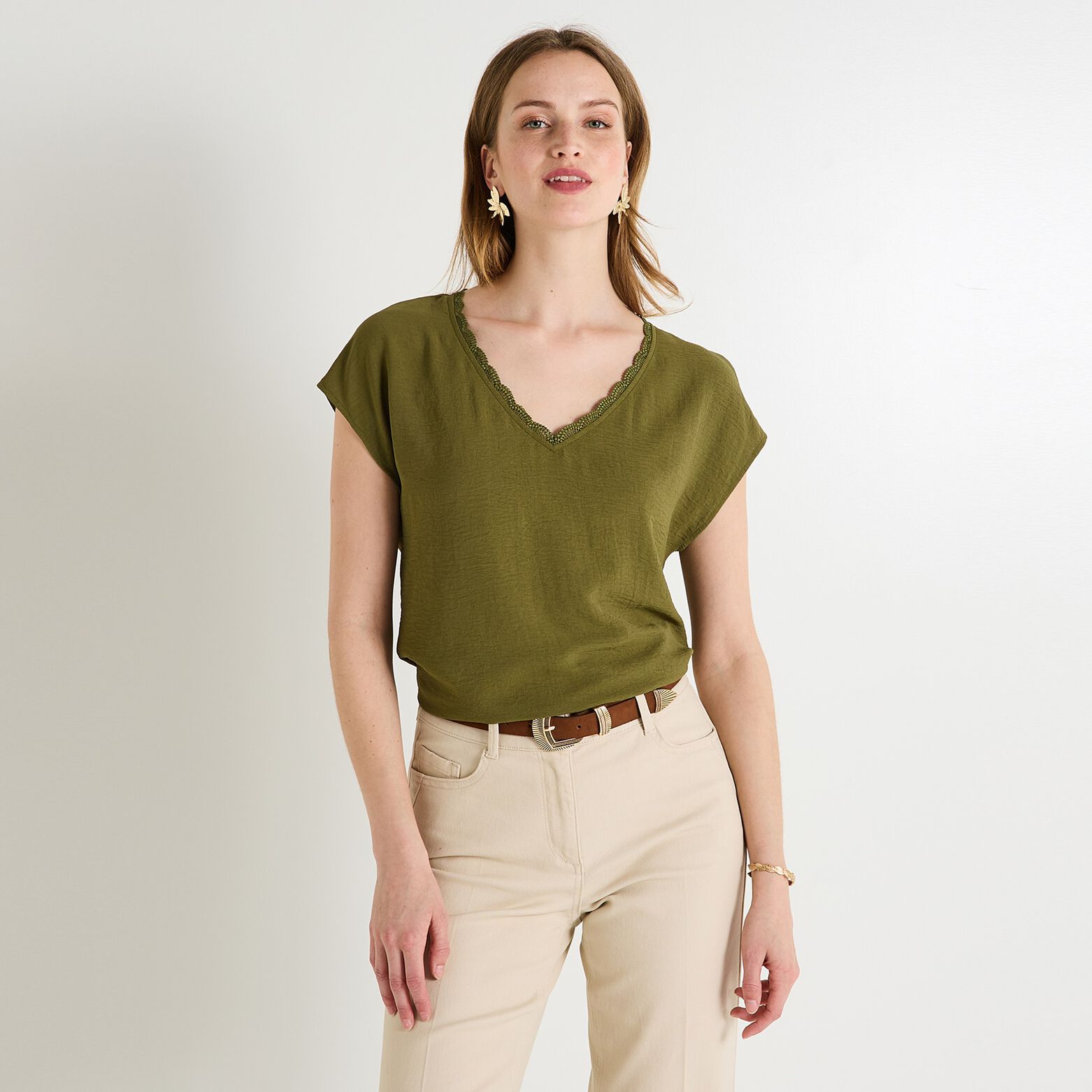 Blouse col V femme