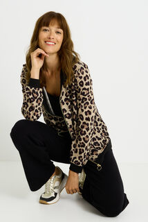 Gilet zippé imprimé léopard femme