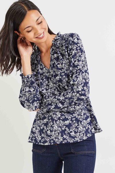 Blouse à smock fleurie