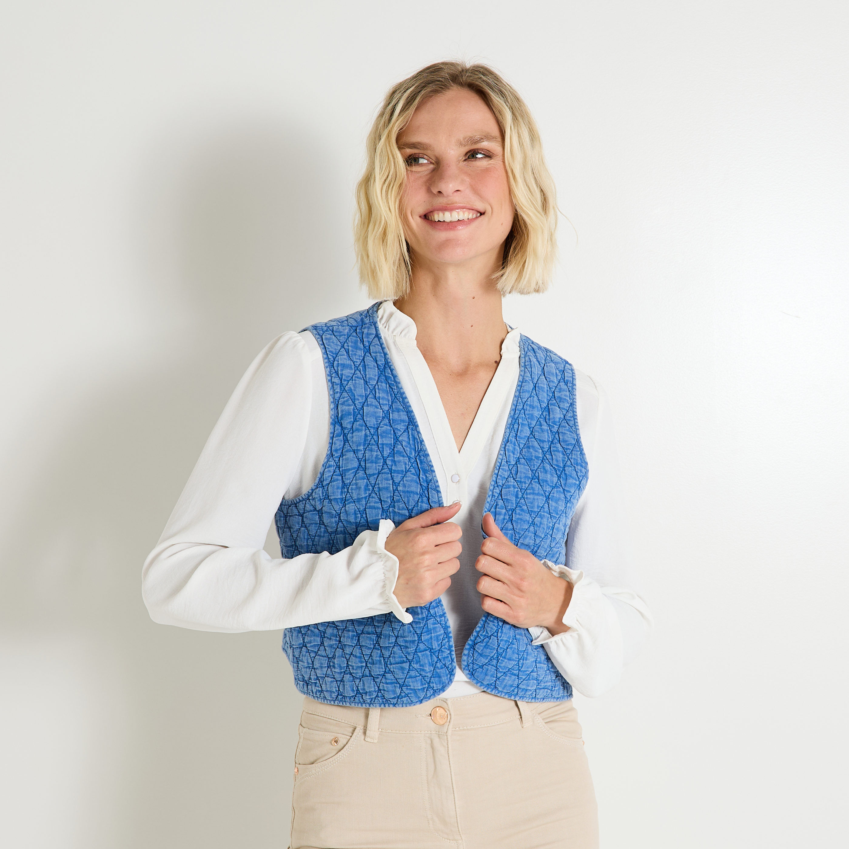 Blouse avec gilet d&eacute;tachable femme