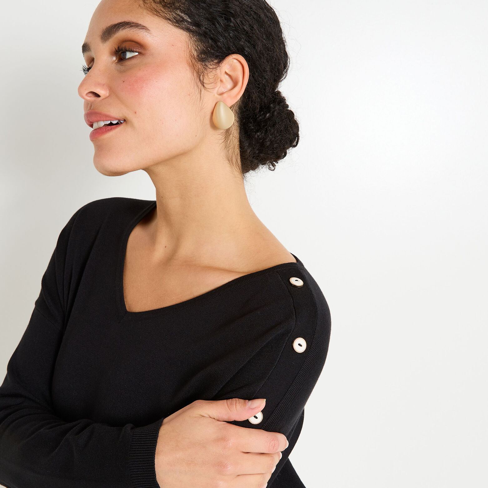 Pull uni col V femme