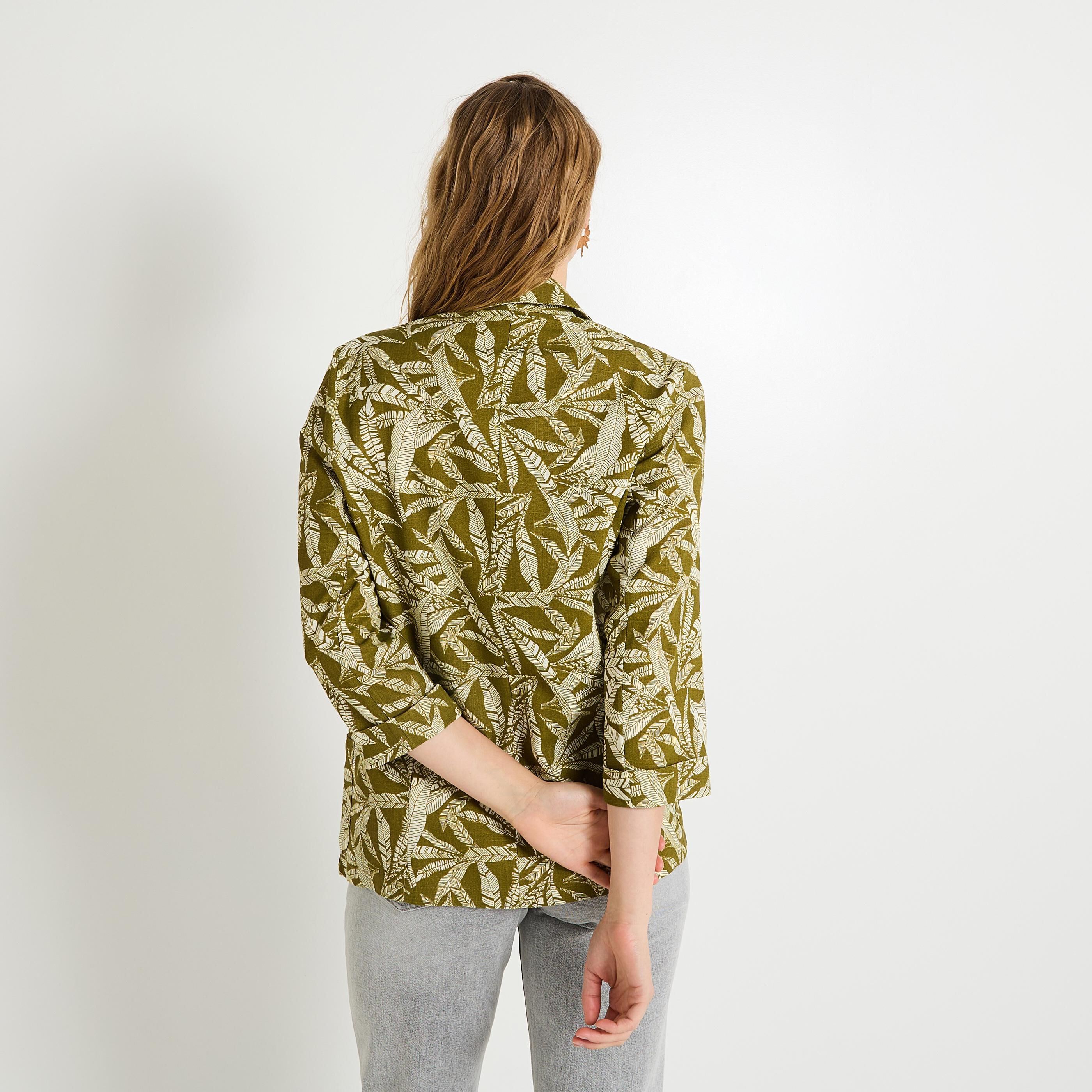 Blazer imprim&eacute; m&eacute;lange lin femme