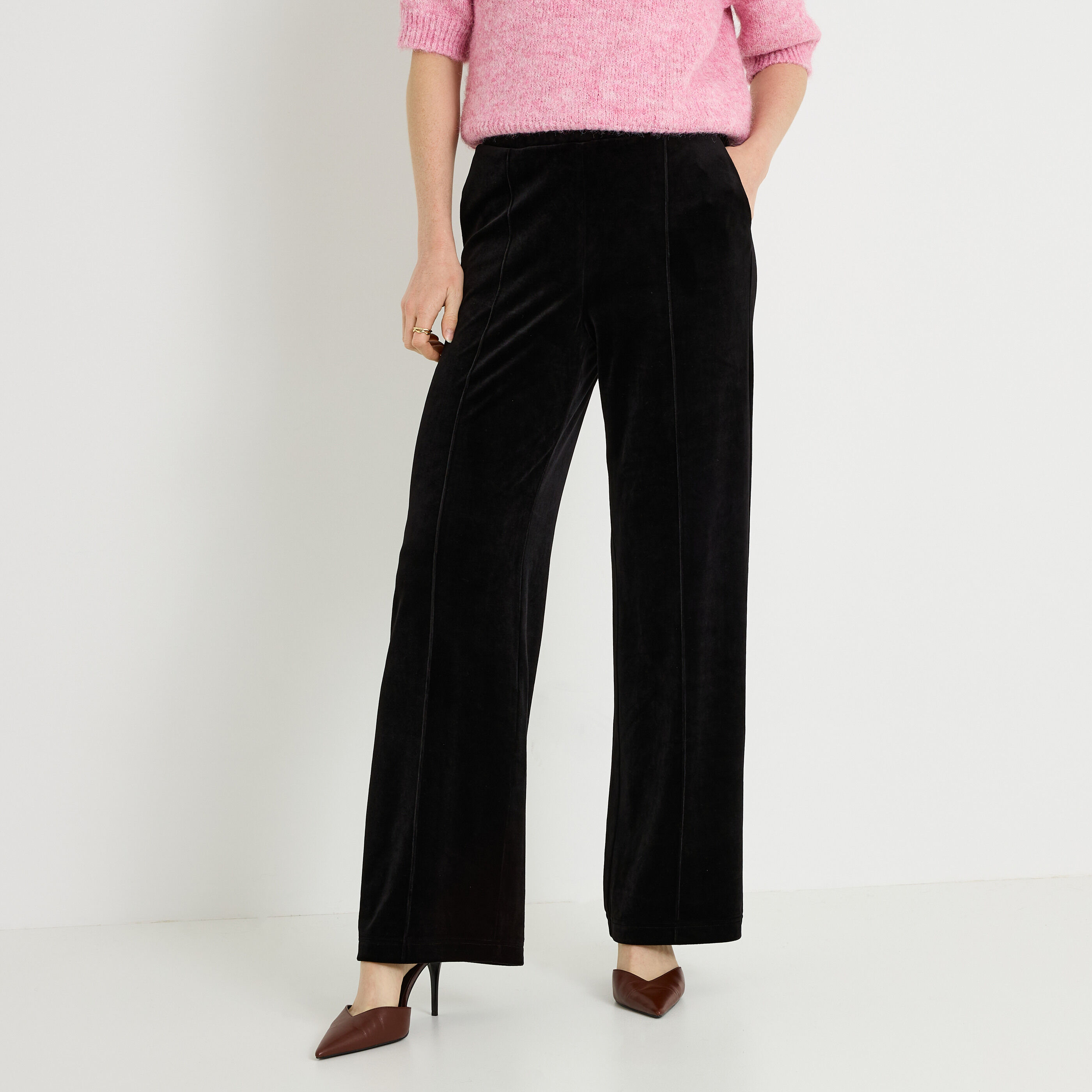 Pantalon large velours femme
