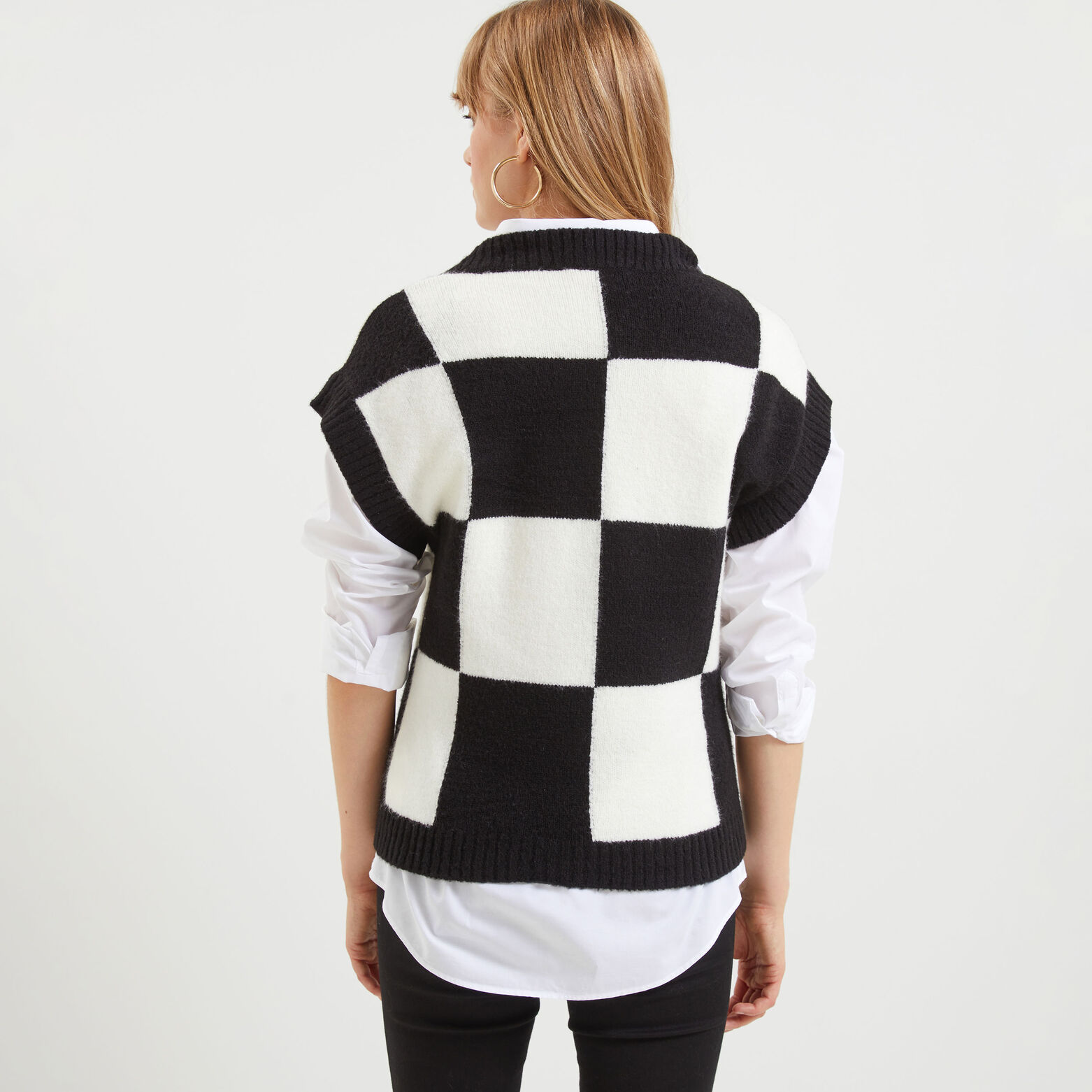 Pull sans manches patchwork femme