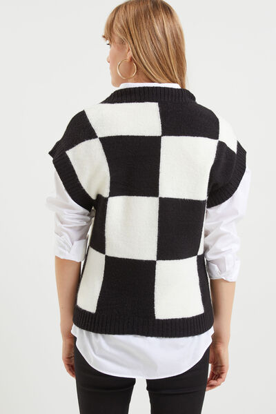 Pull sans manches patchwork femme