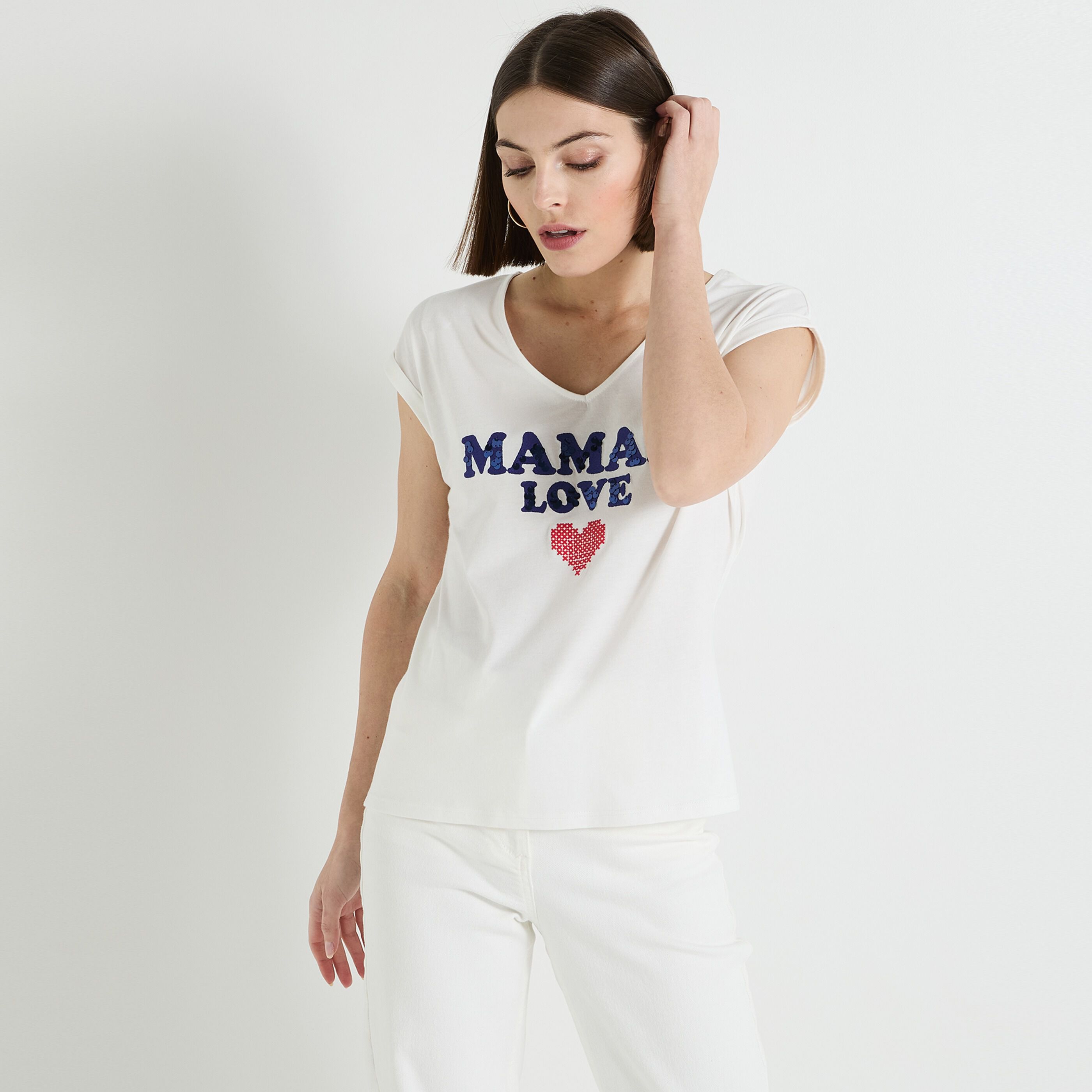 T-shirt col V femme