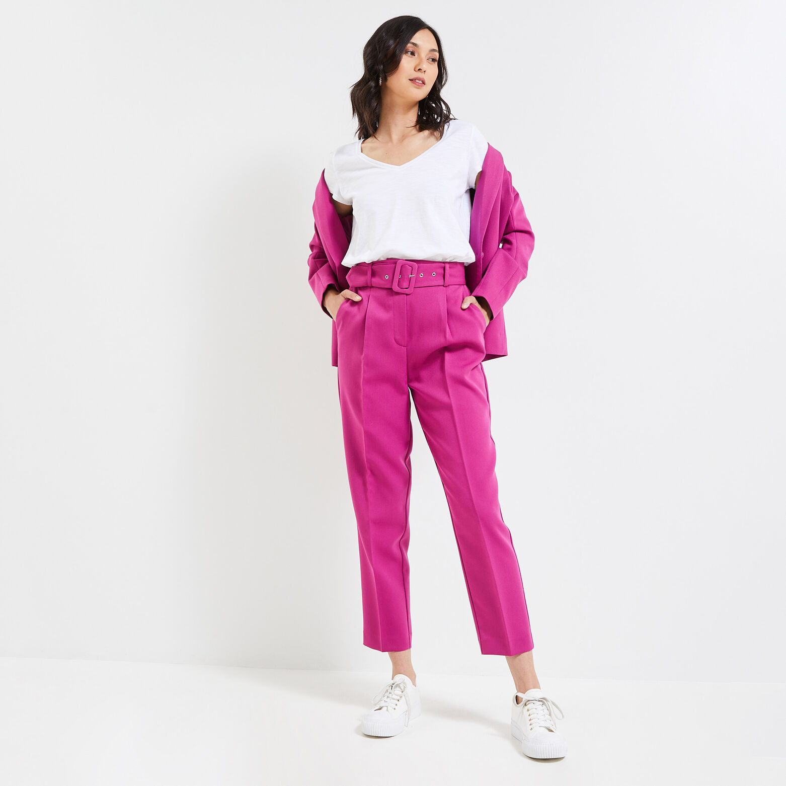 Pantalon à pinces fushia