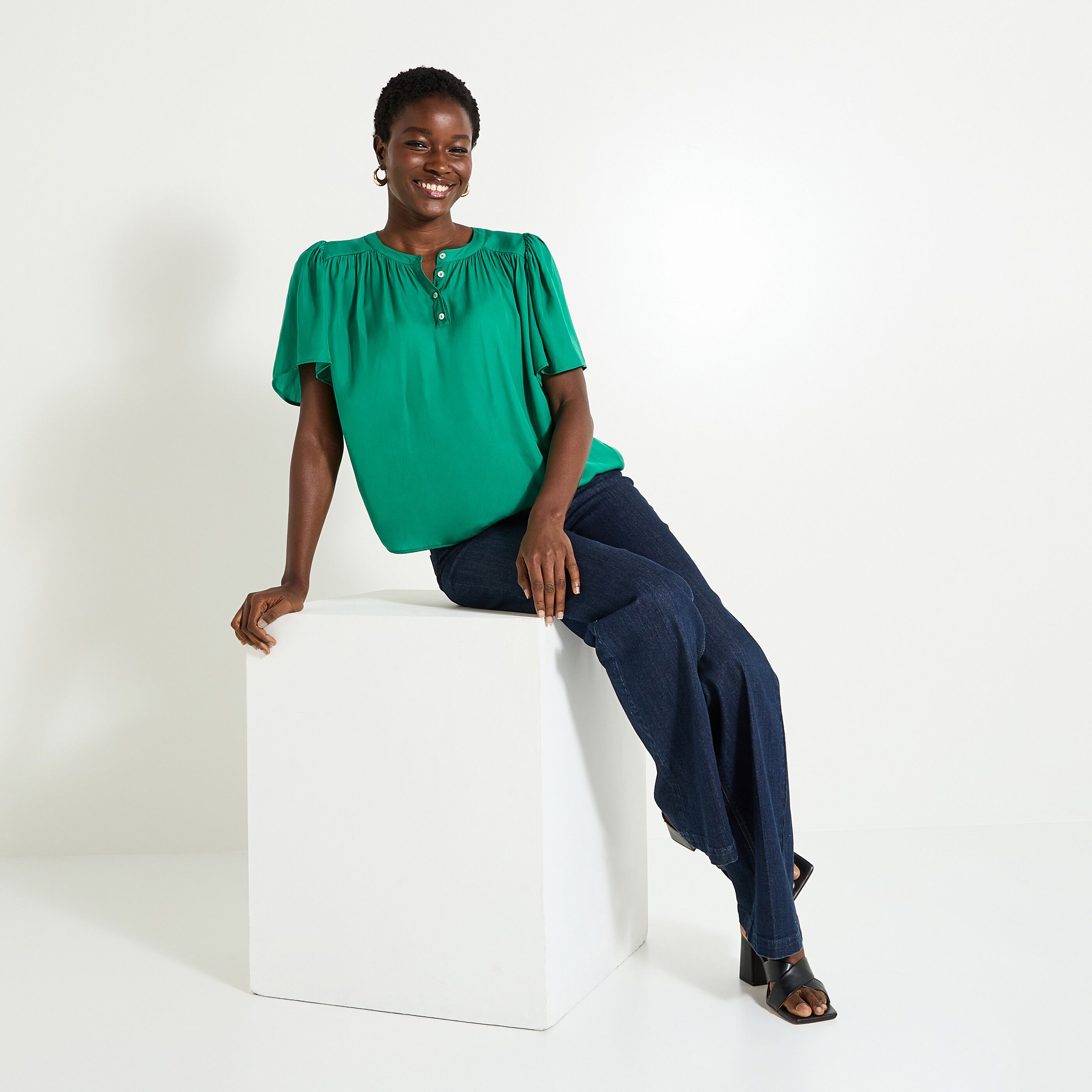 Blouse fluide col rond femme