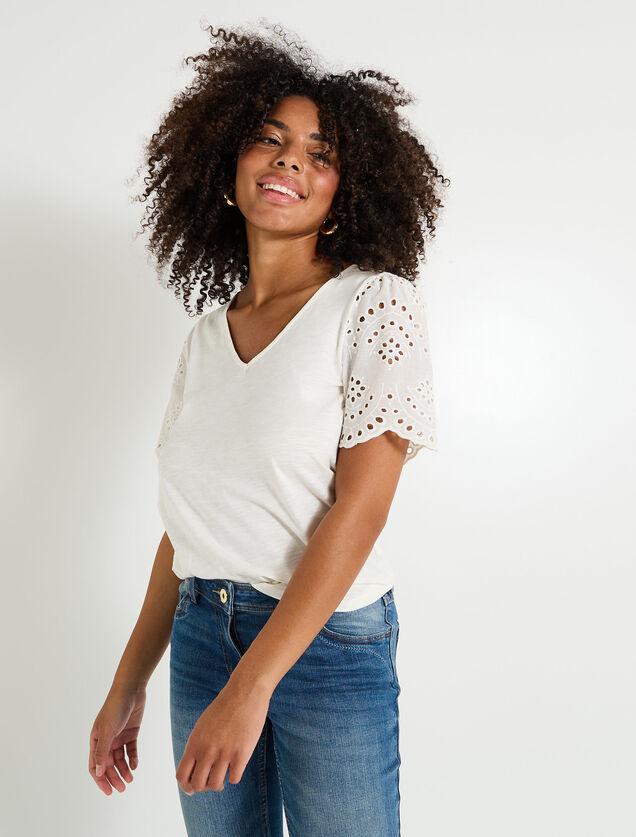 T-shirt manches volantées femme