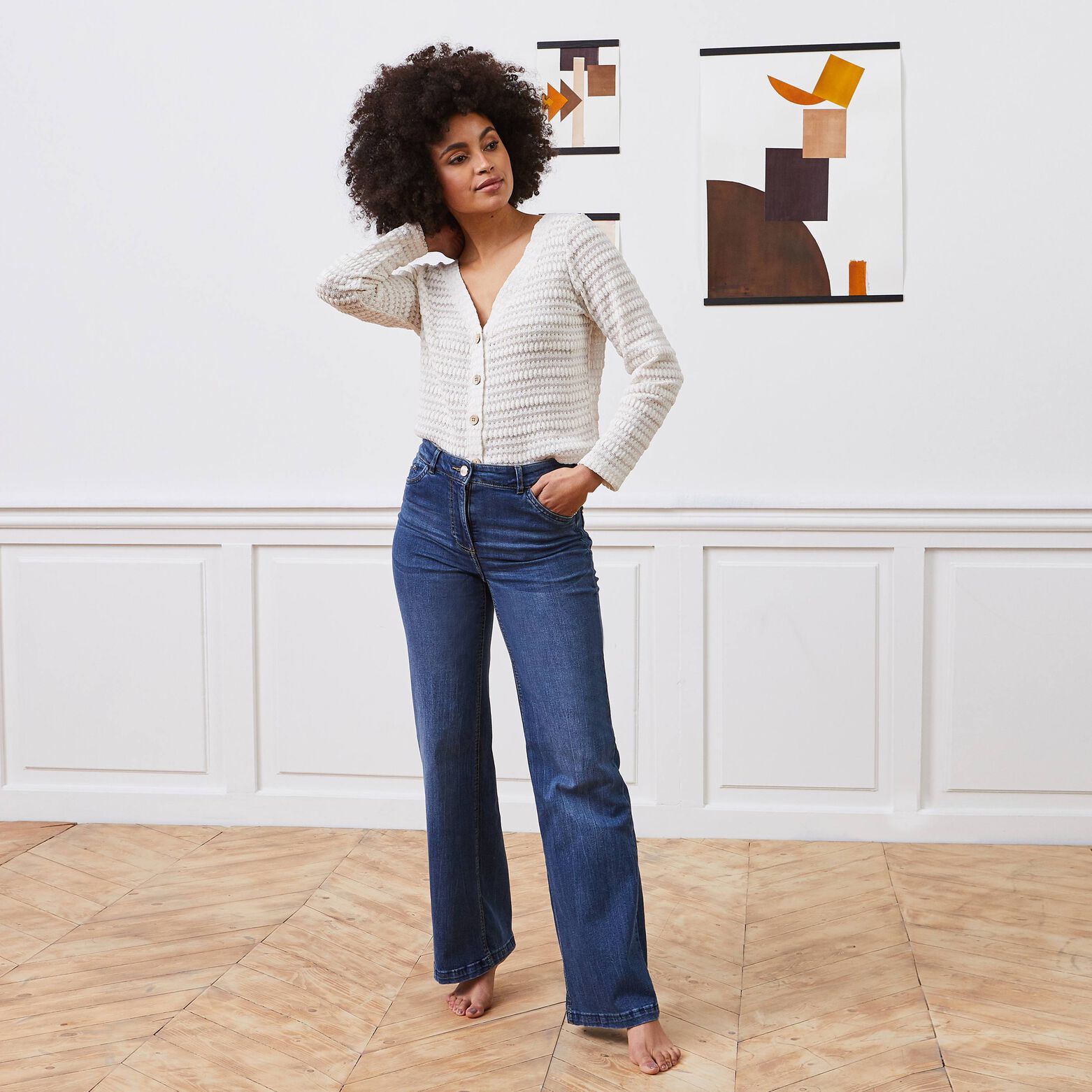 Jean large taille haute WOODSTOCK femme