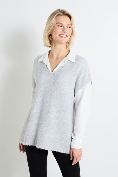 Pull loose col V femme