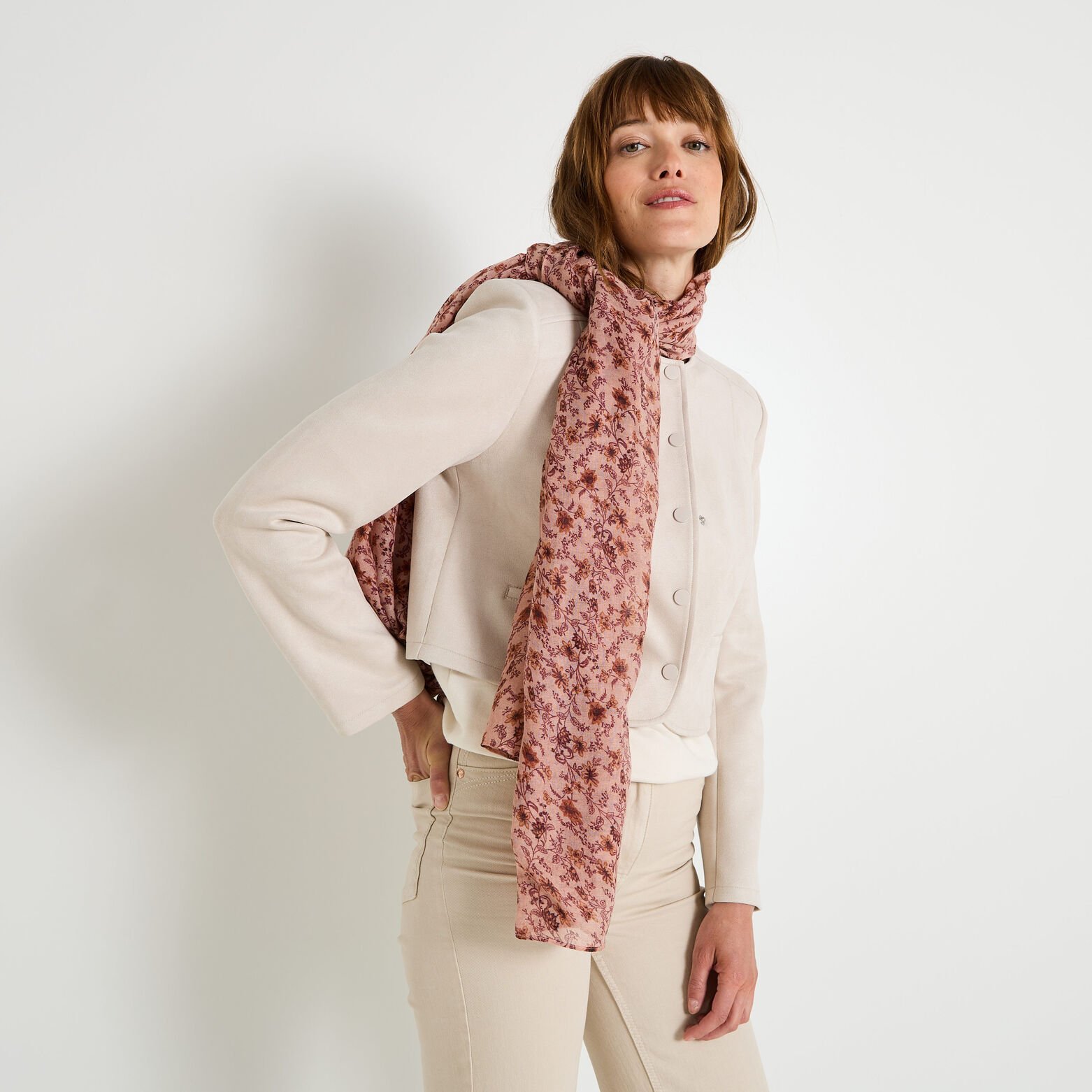 Étole longue imprimé fleuri femme