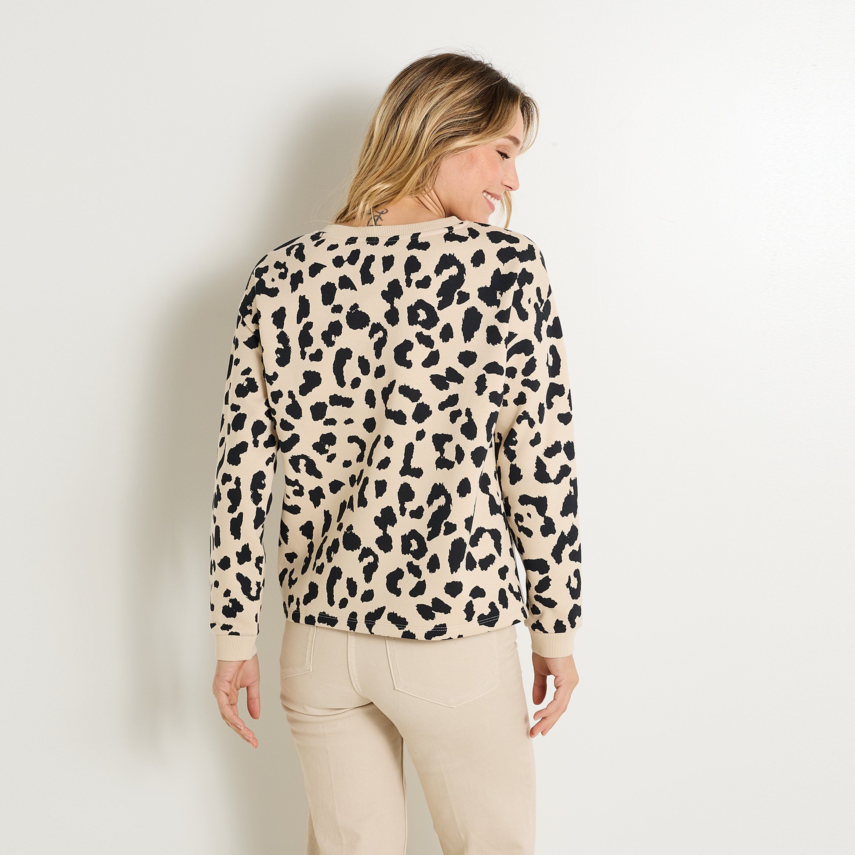 Sweat imprim&eacute; l&eacute;opard femme