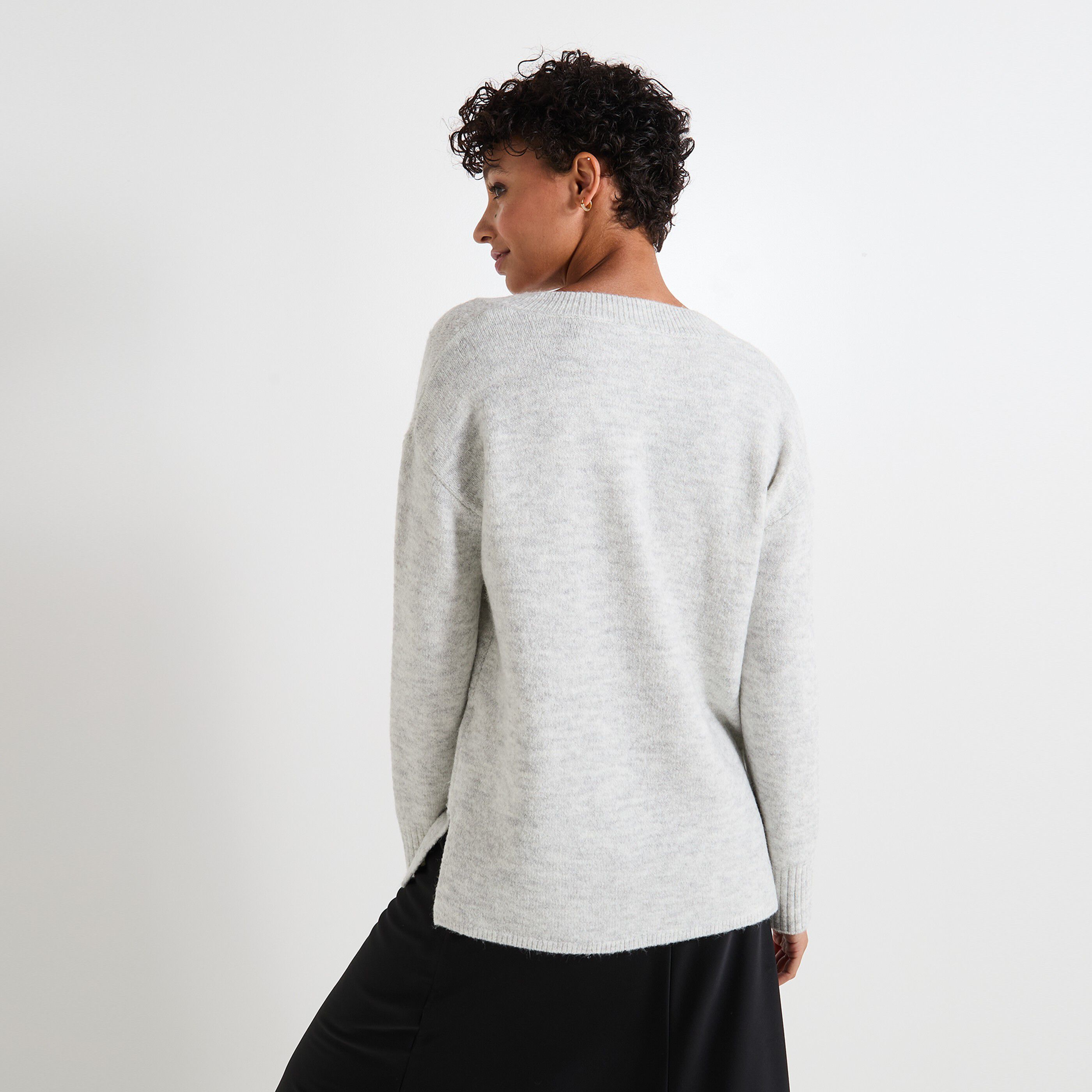 Pull col V femme