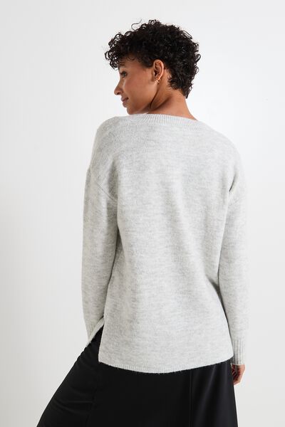 Pull col V femme