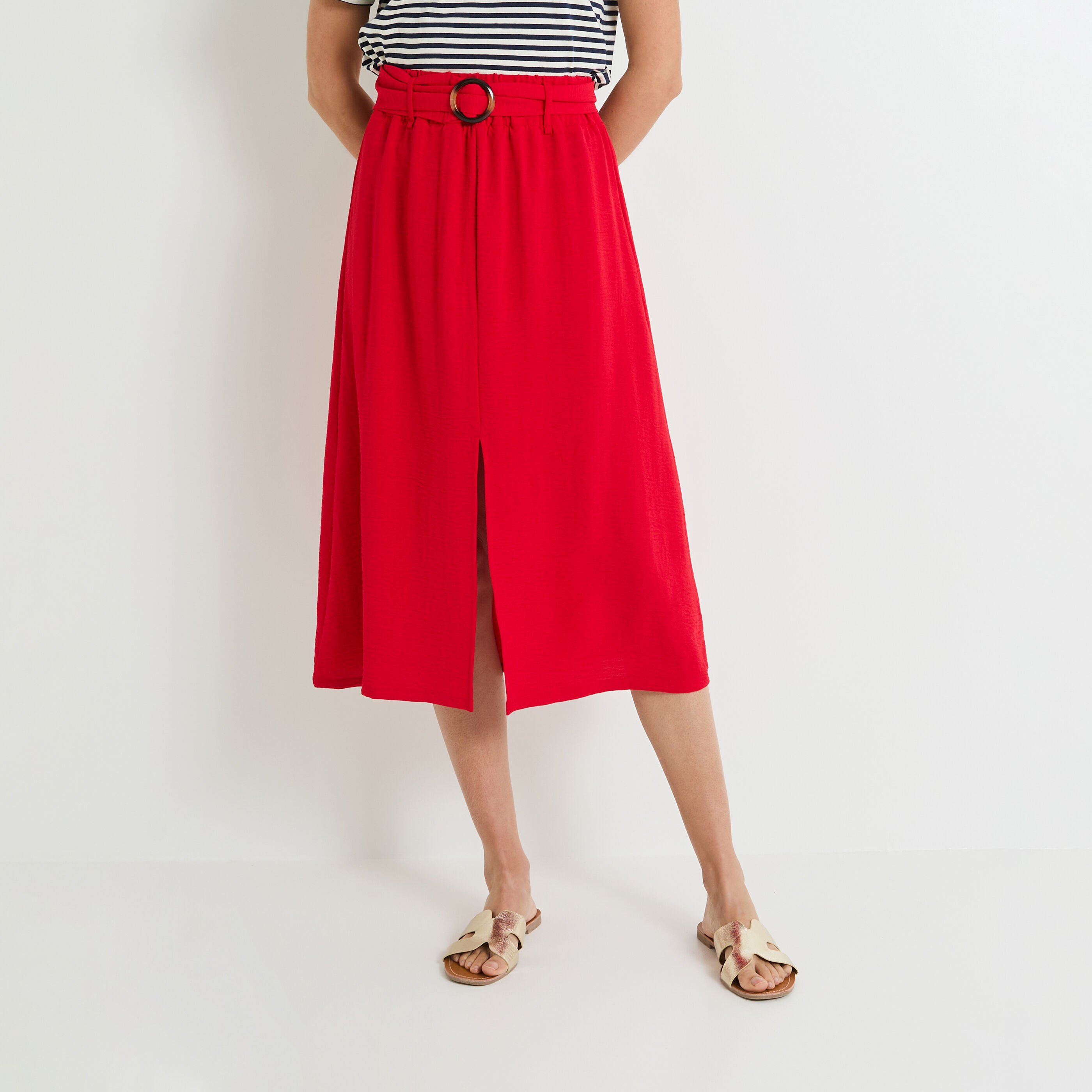 Jupe mi longue femme ROUGE Graindemalice