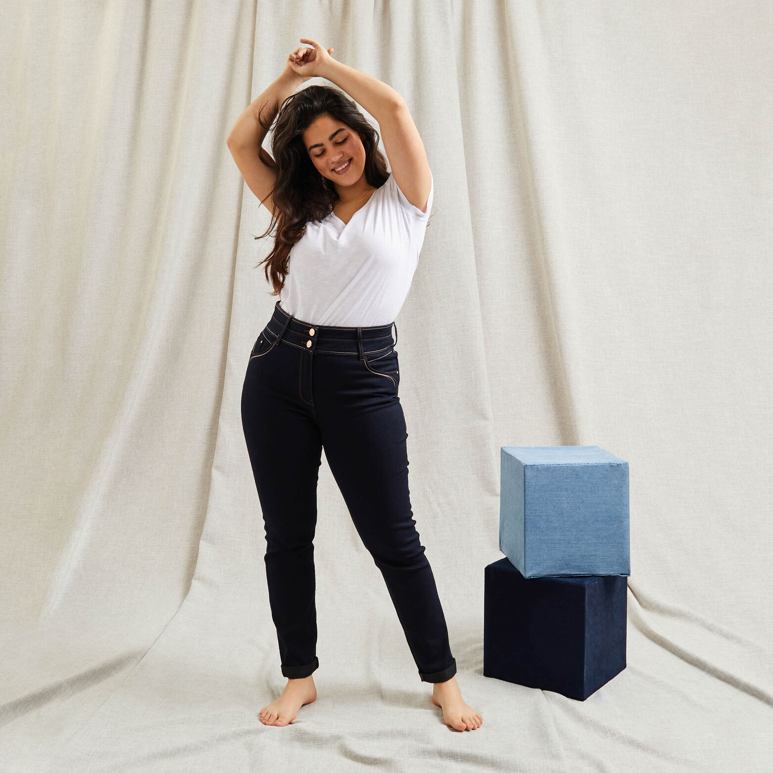 Jean raccourci taille haute HANOI femme