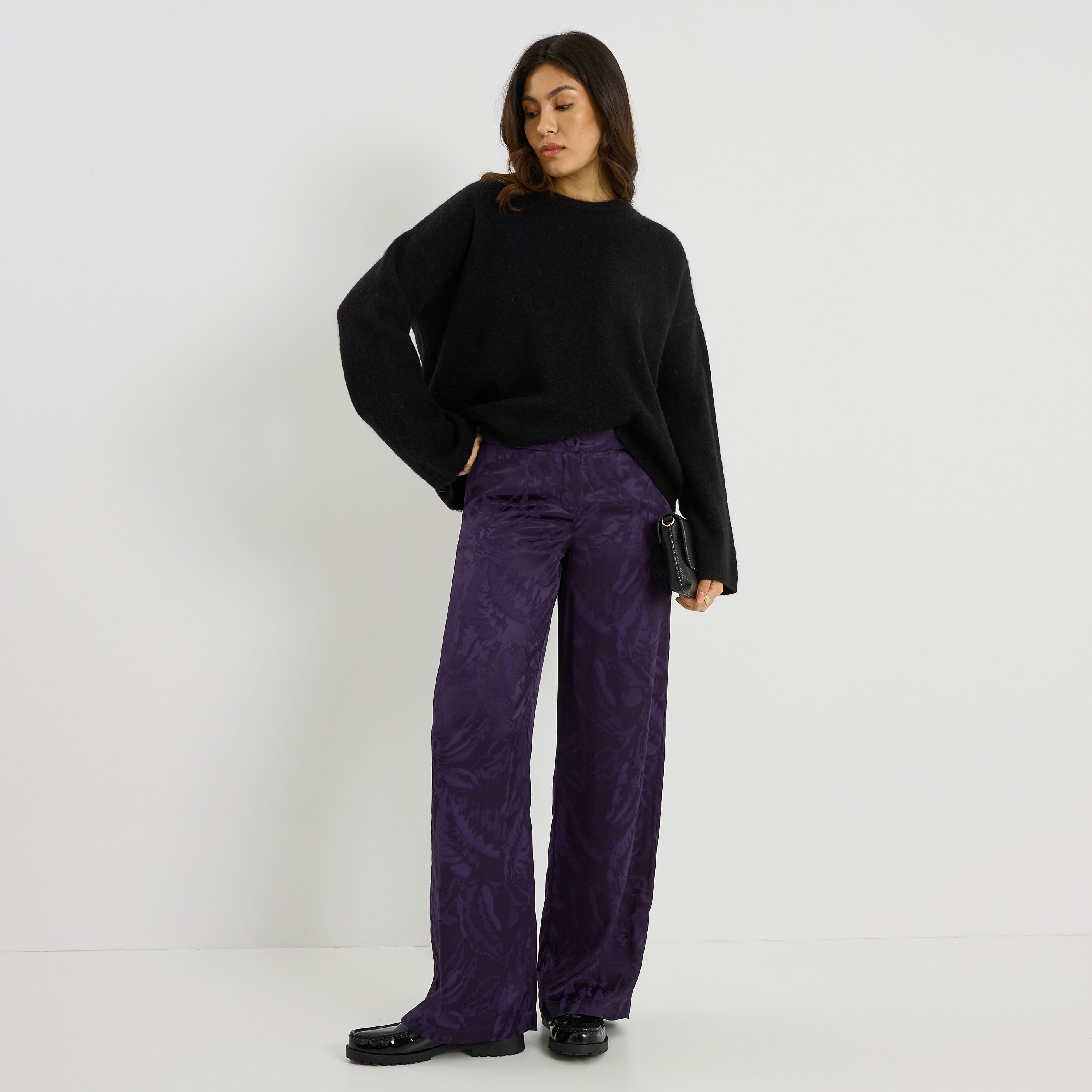Pantalon large imprim&eacute; femme