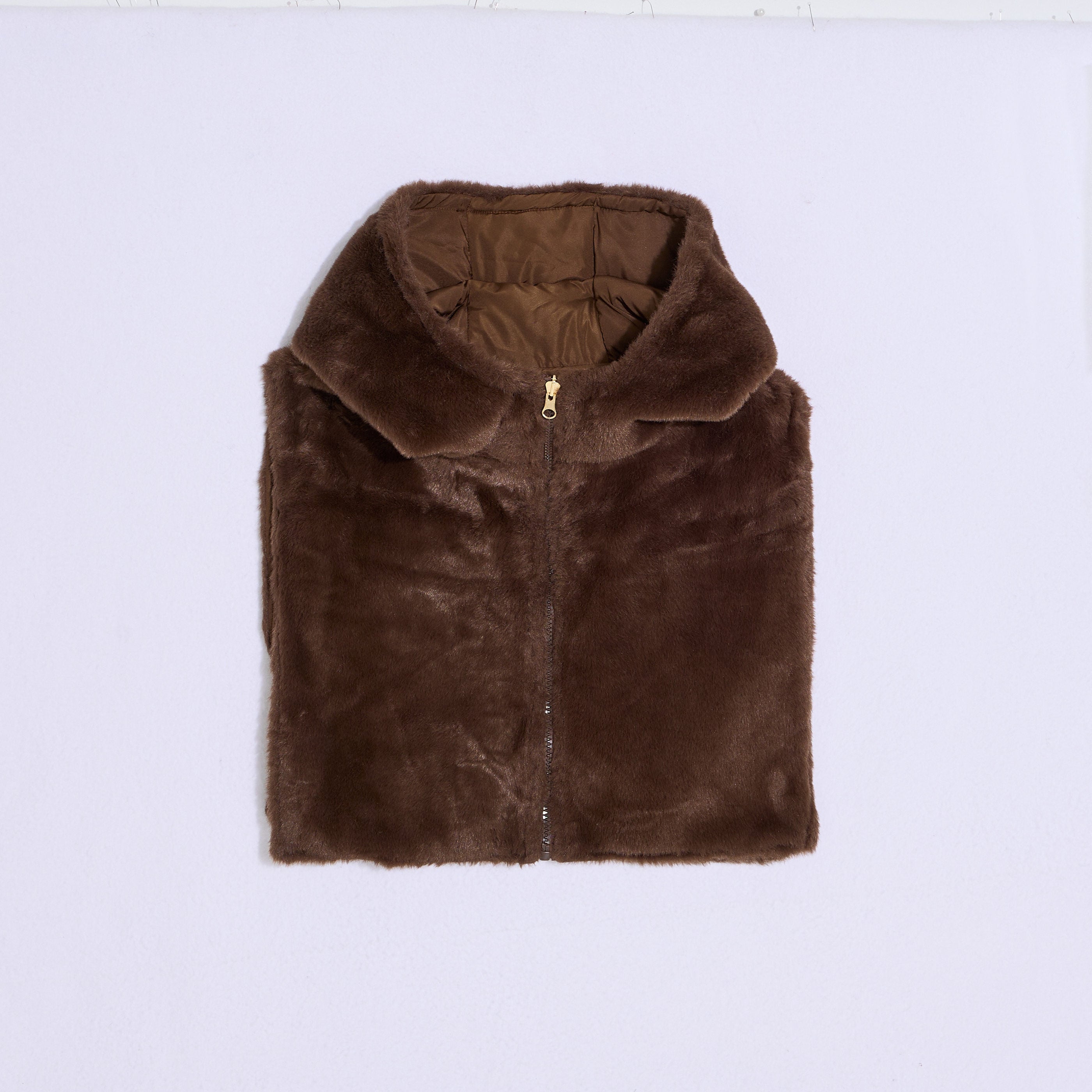 Capuche plastron doux &agrave; col zipp&eacute; femme