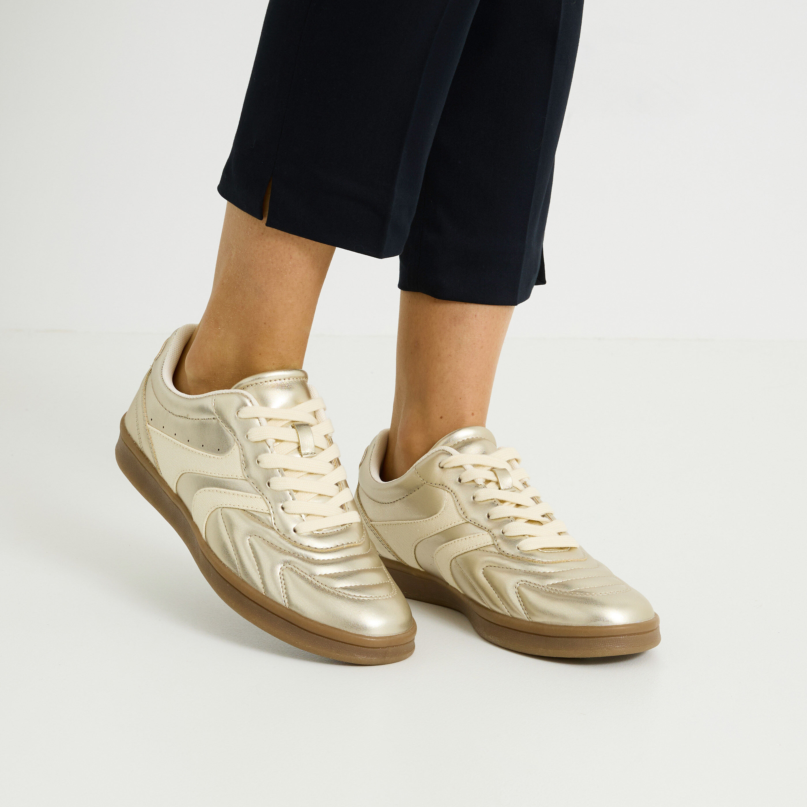 Baskets brillantes bi-mati&egrave;re femme