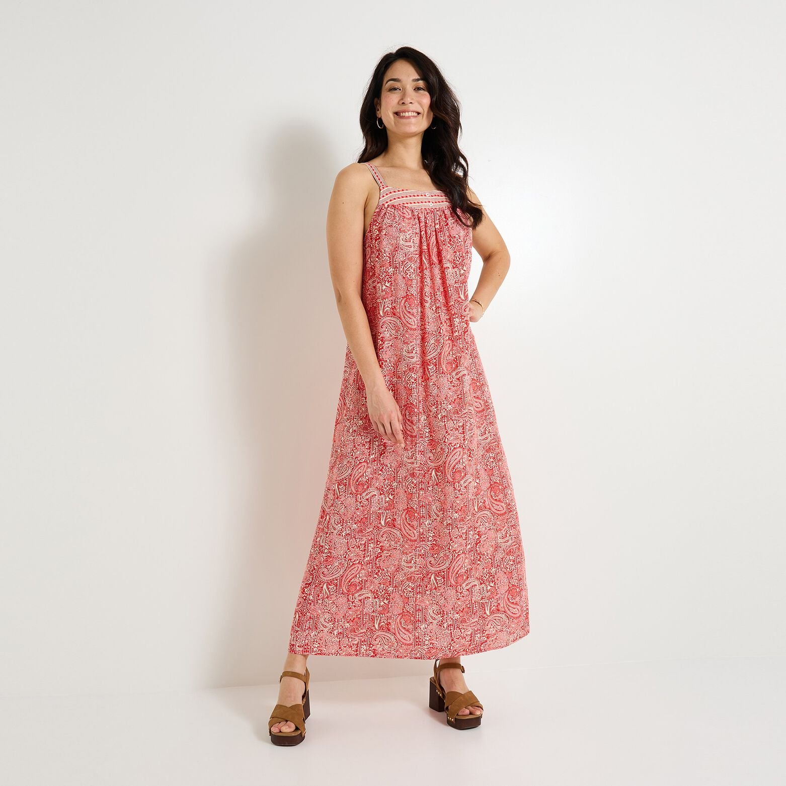 Robe longue à bretelles femme
