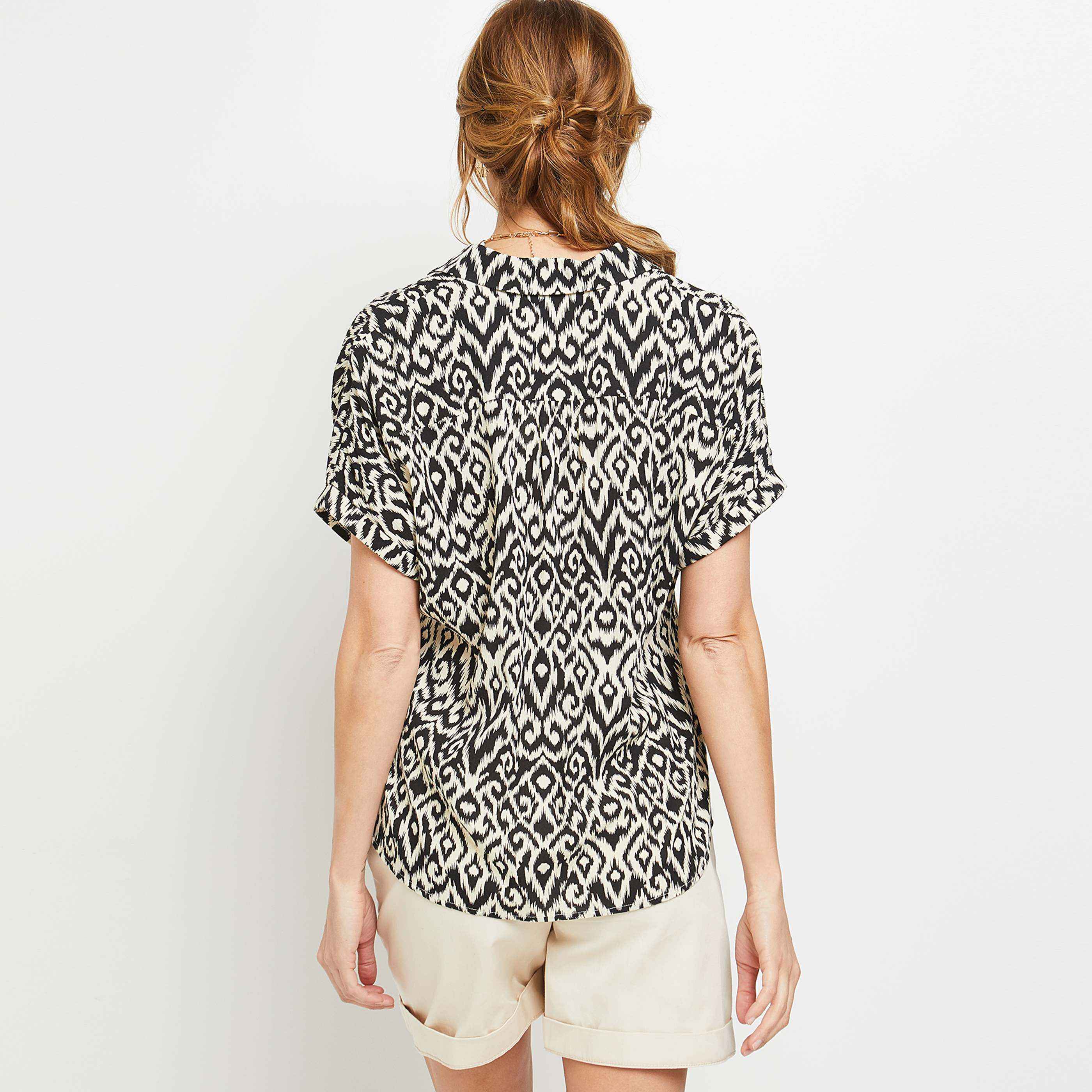 Chemise Manches Courtes Femme Grain De Malice - Tissu Maille Léger, Imprimé - Coupe Décontractée - 80% Matière Recyclée - 4