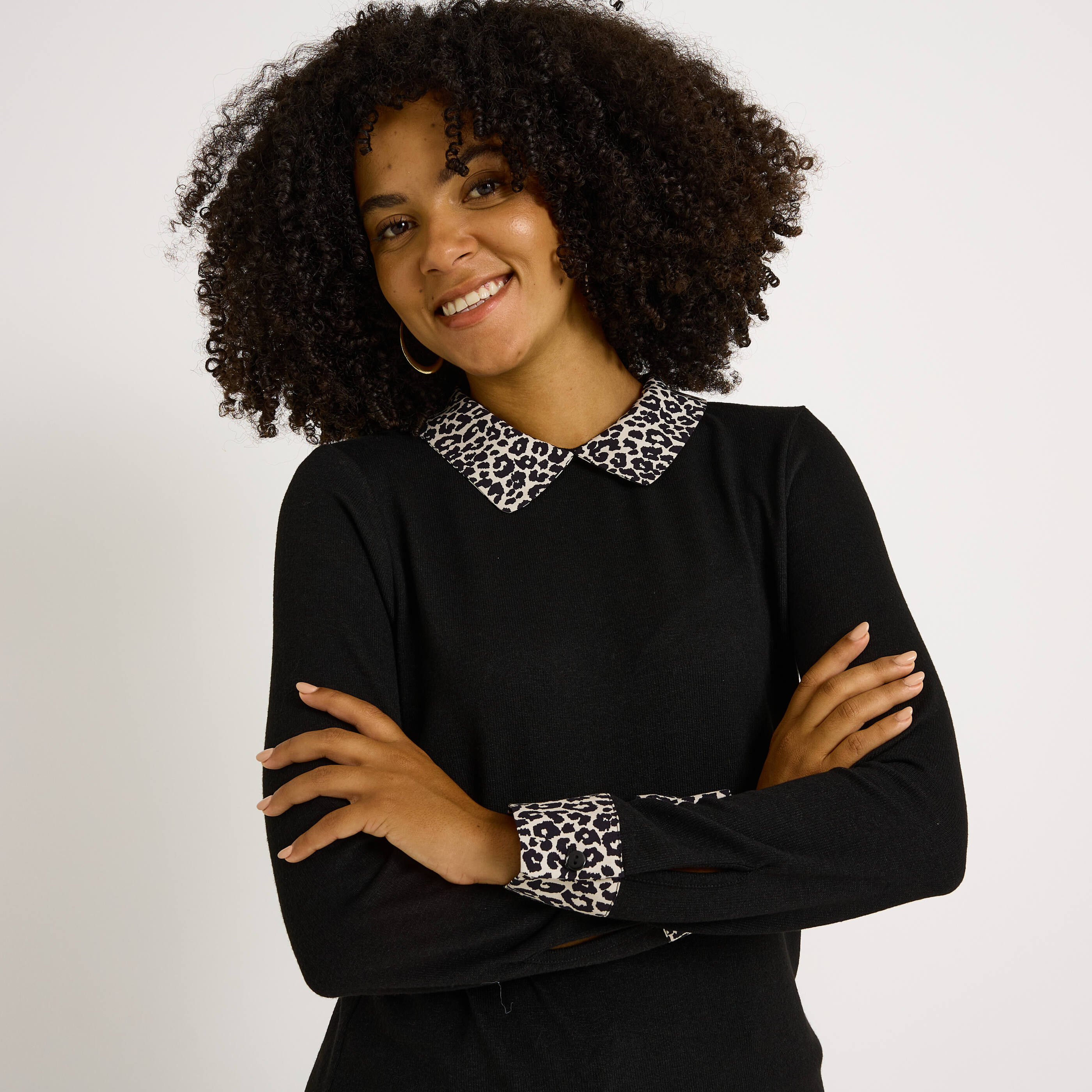 T-shirt en maille imprim&eacute; l&eacute;opard femme