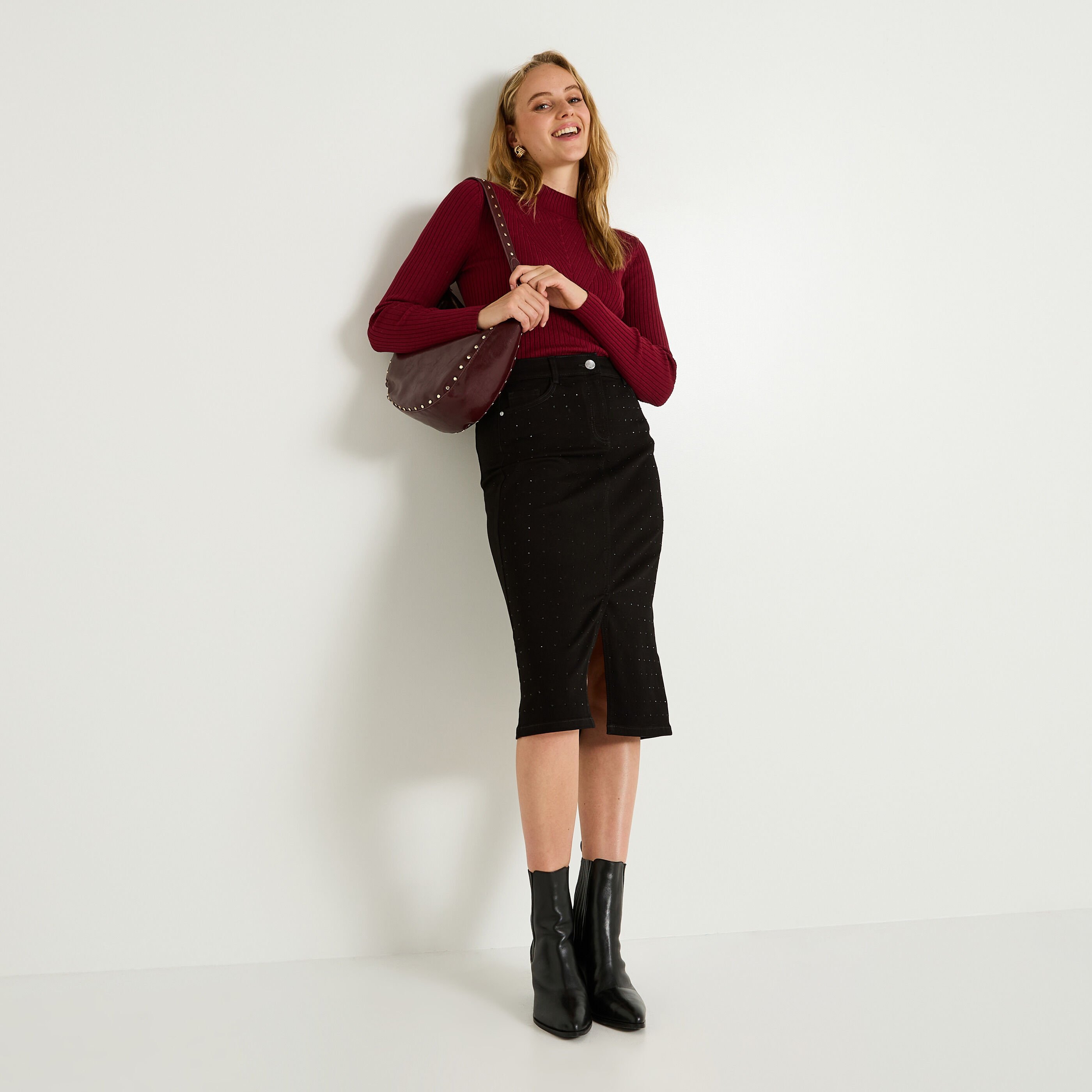 Pull col montant femme