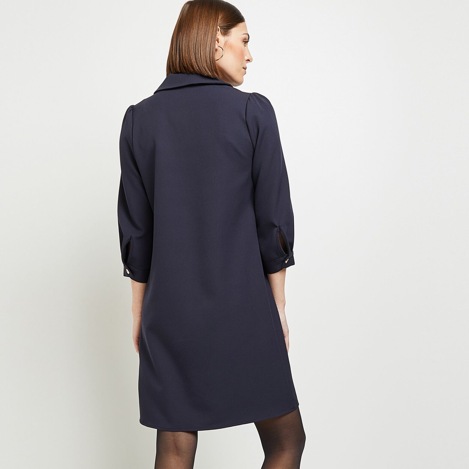 Robe unie col polo femme