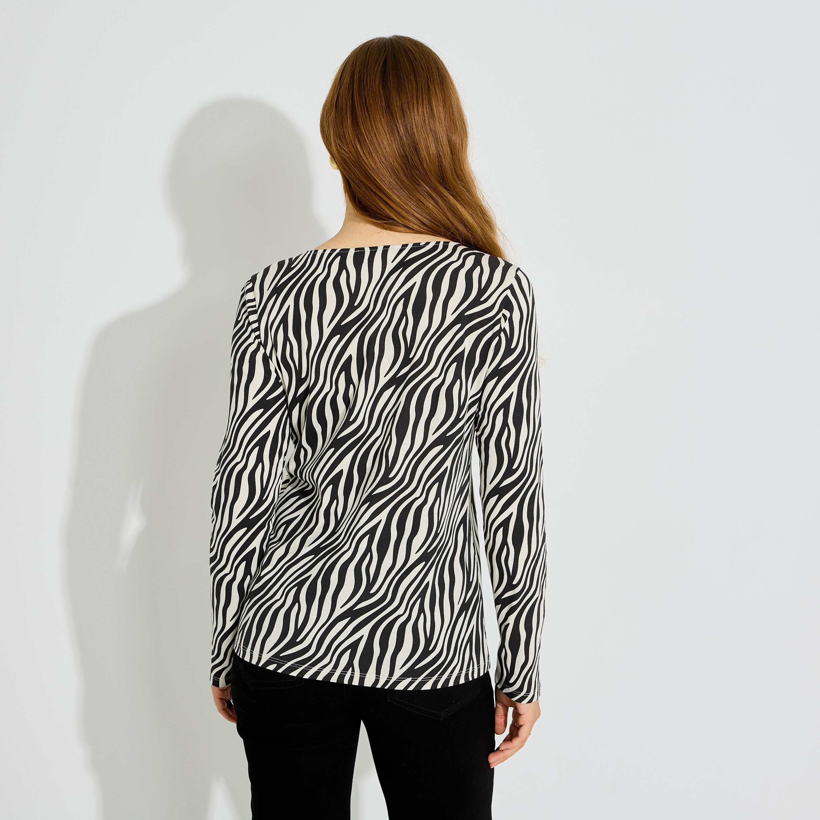 T-shirt motif z&eacute;br&eacute; boutons femme