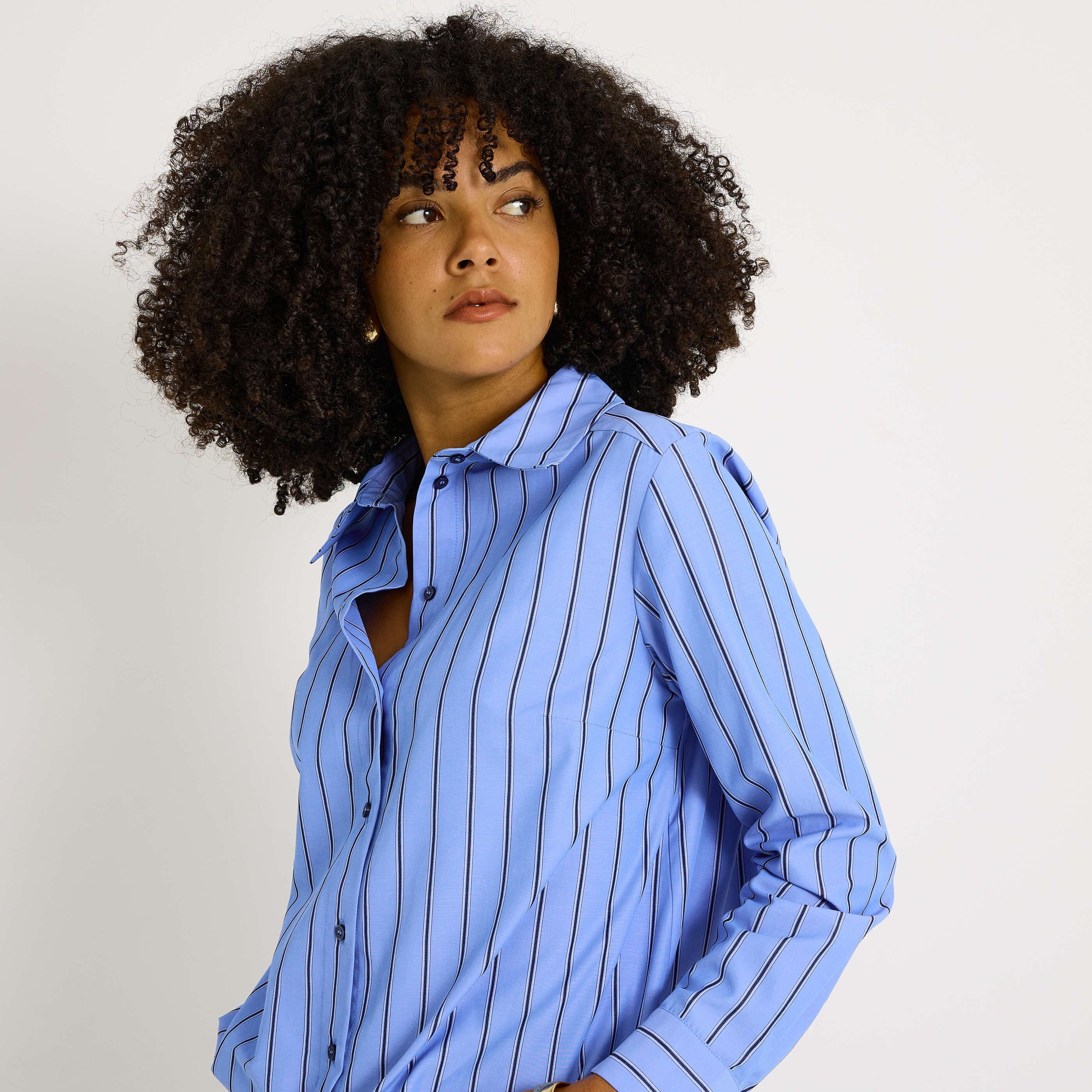 Chemise courte ray&eacute;e femme