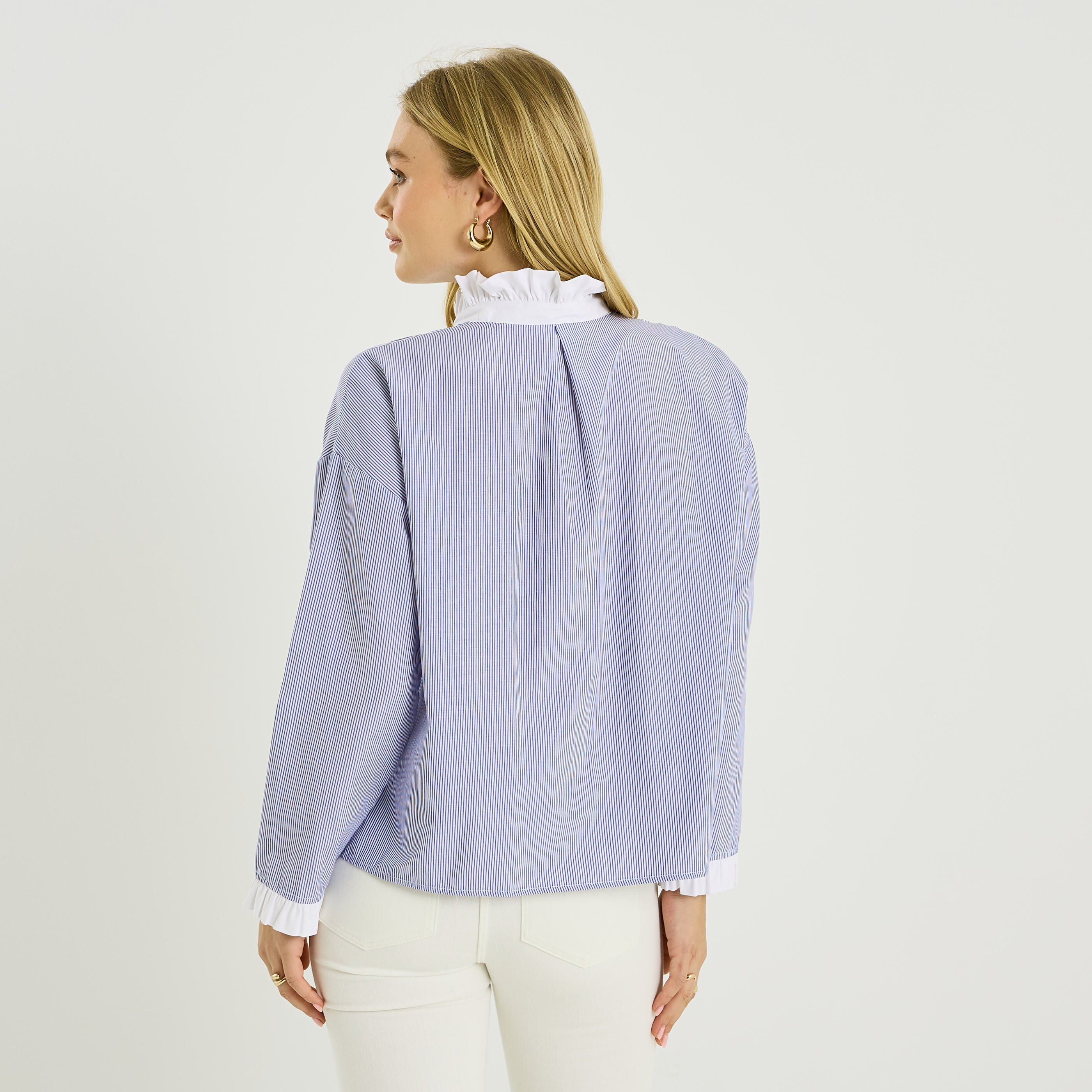 Blouse ray&eacute;e avec broderie femme